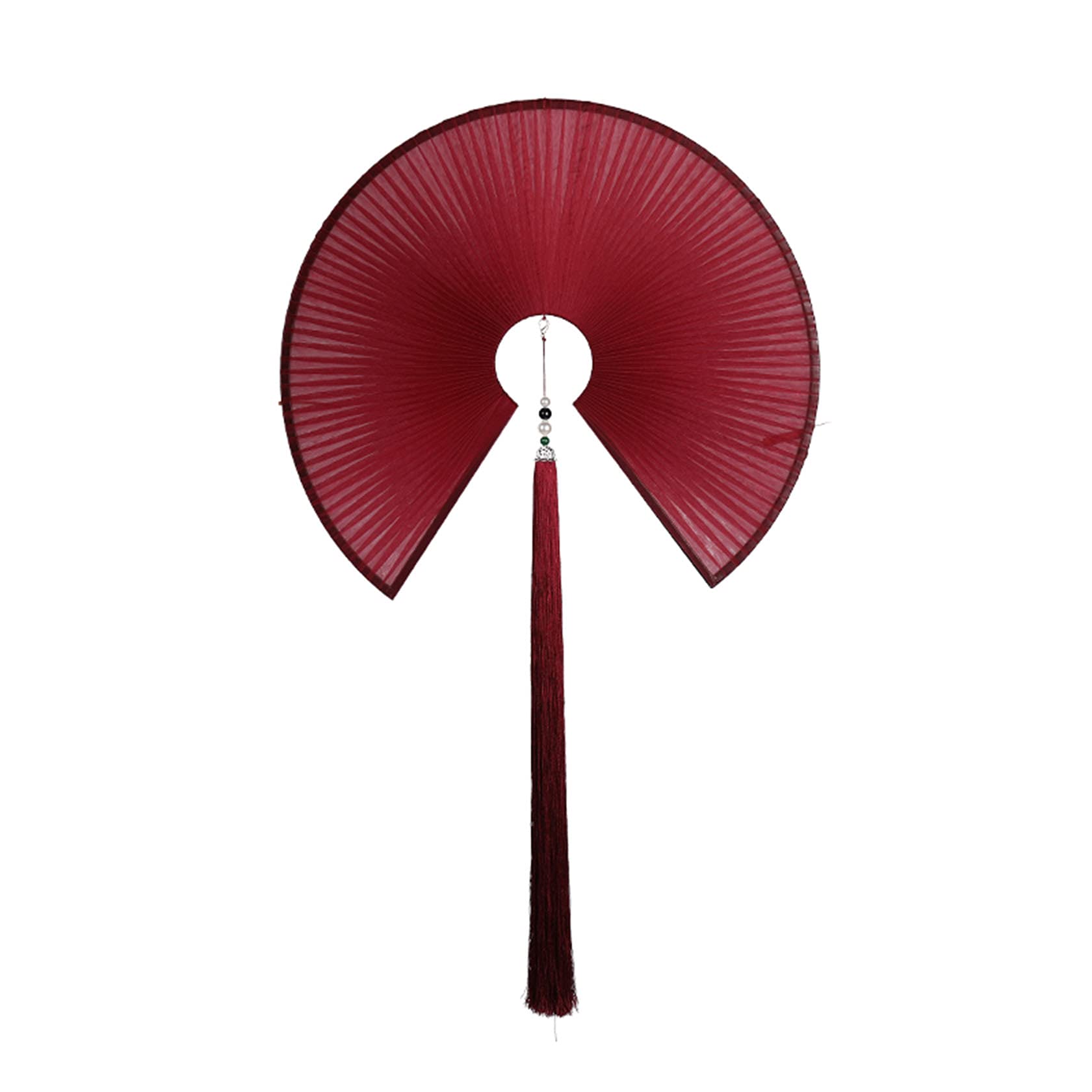 Chinese Style Iron Hanging Fan Decoration - 50x90cm Wine Red Wall Hanging for Home, Wedding, Restaurant & Asian-Themed Decor