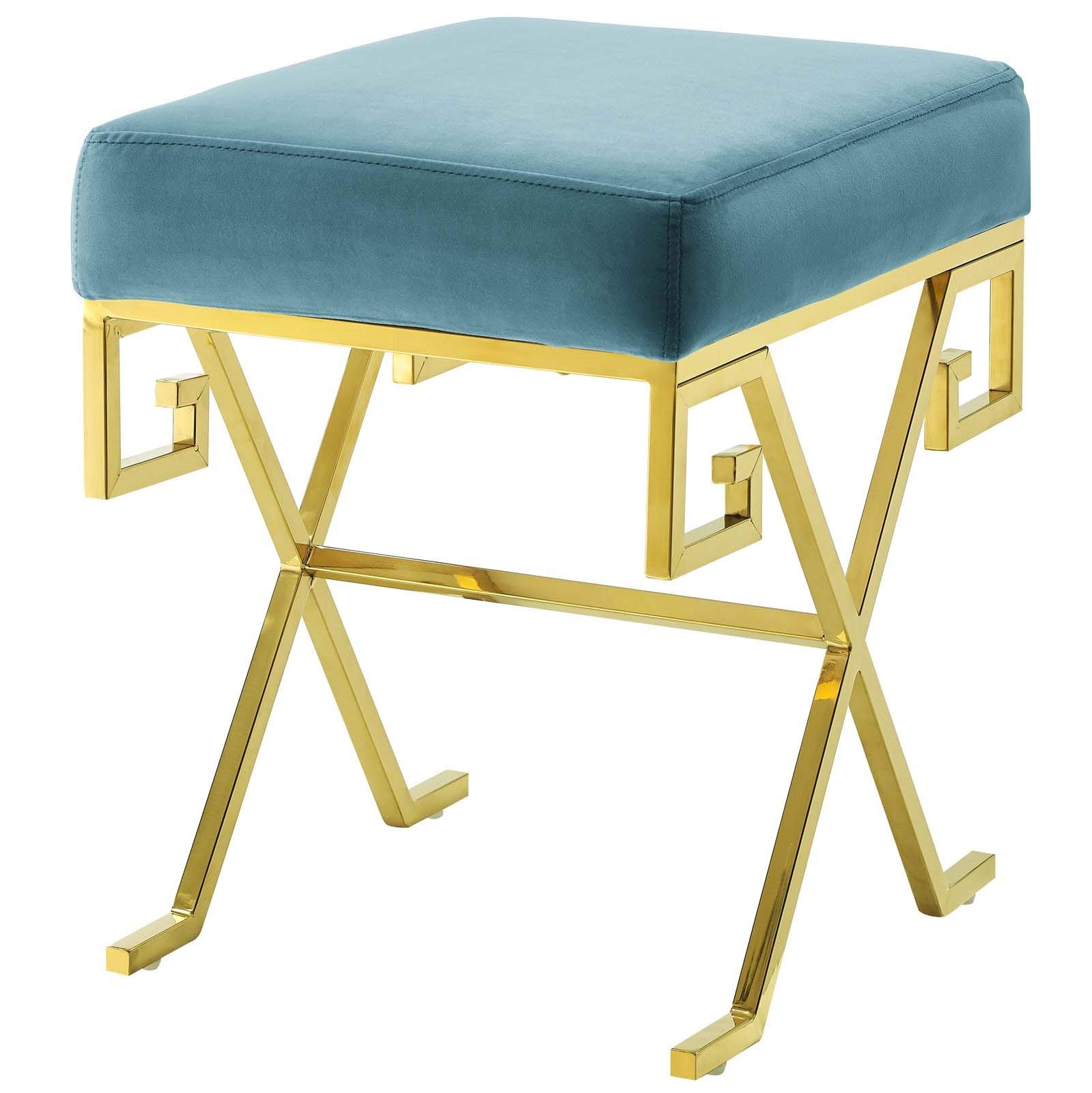 Modern Velvet Accent Chair with Steel Frame - Blue Contemporary Lounge Chair for Living Room, Club, Lobby & Office - Stylish Seating Bench for Home Decor & Commercial Spaces