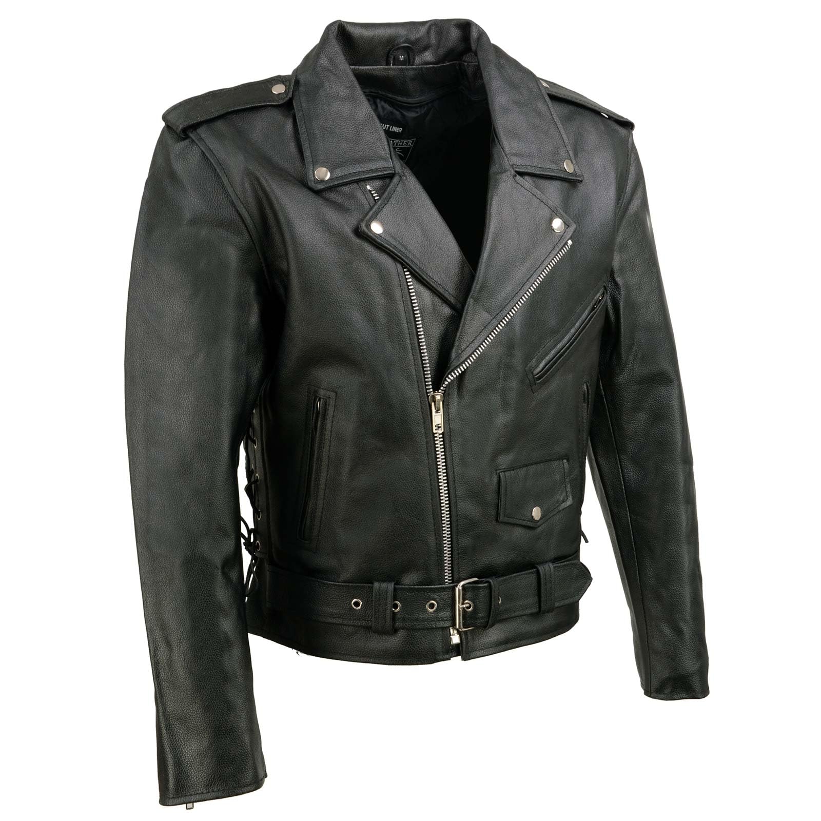 Men's Black Motorcycle Leather Jacket - Riding & Casual Wear