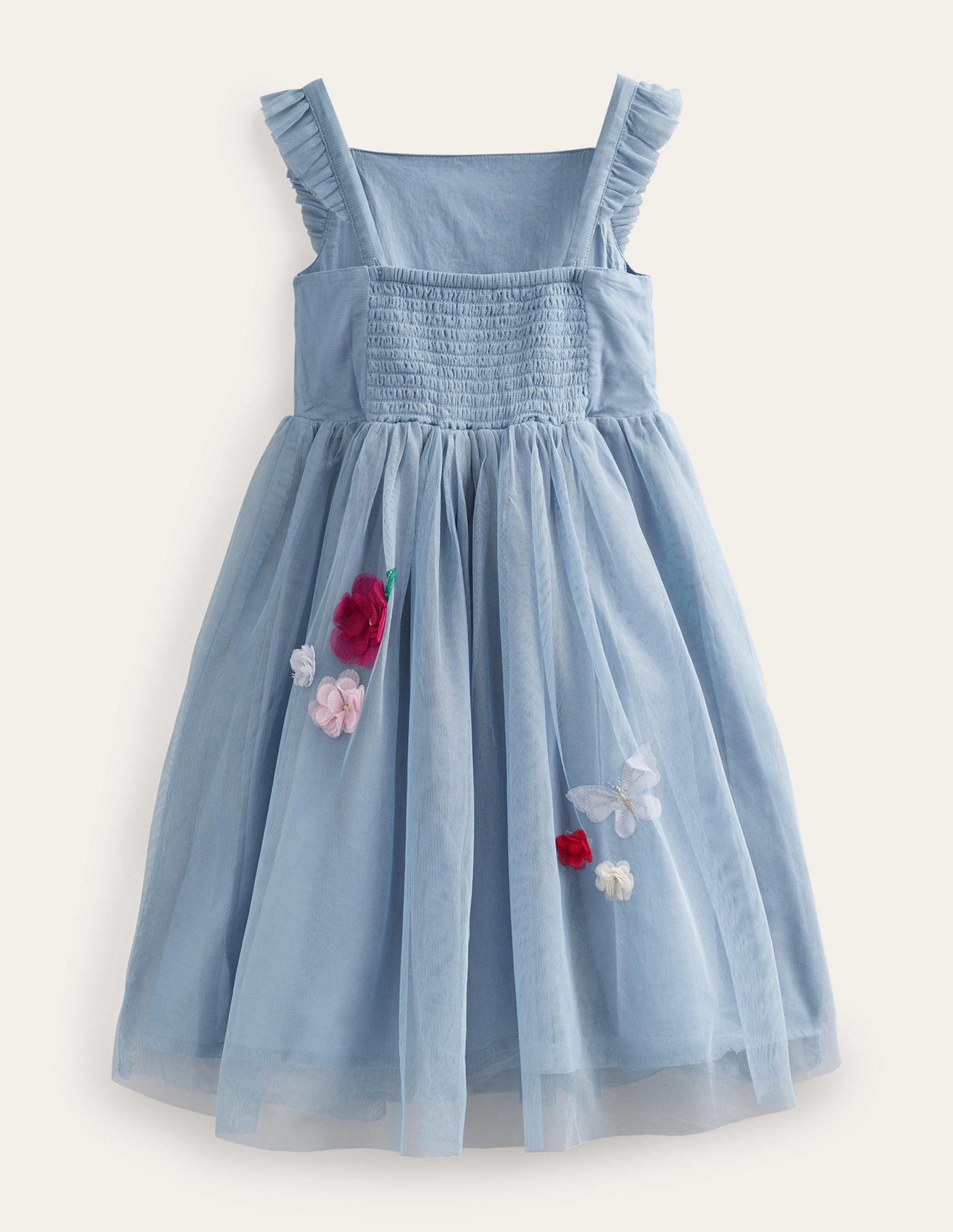 Elegant Appliqué Tulle Dress in Pebble Blue - Perfect for Weddings, Parties & Special Occasions
