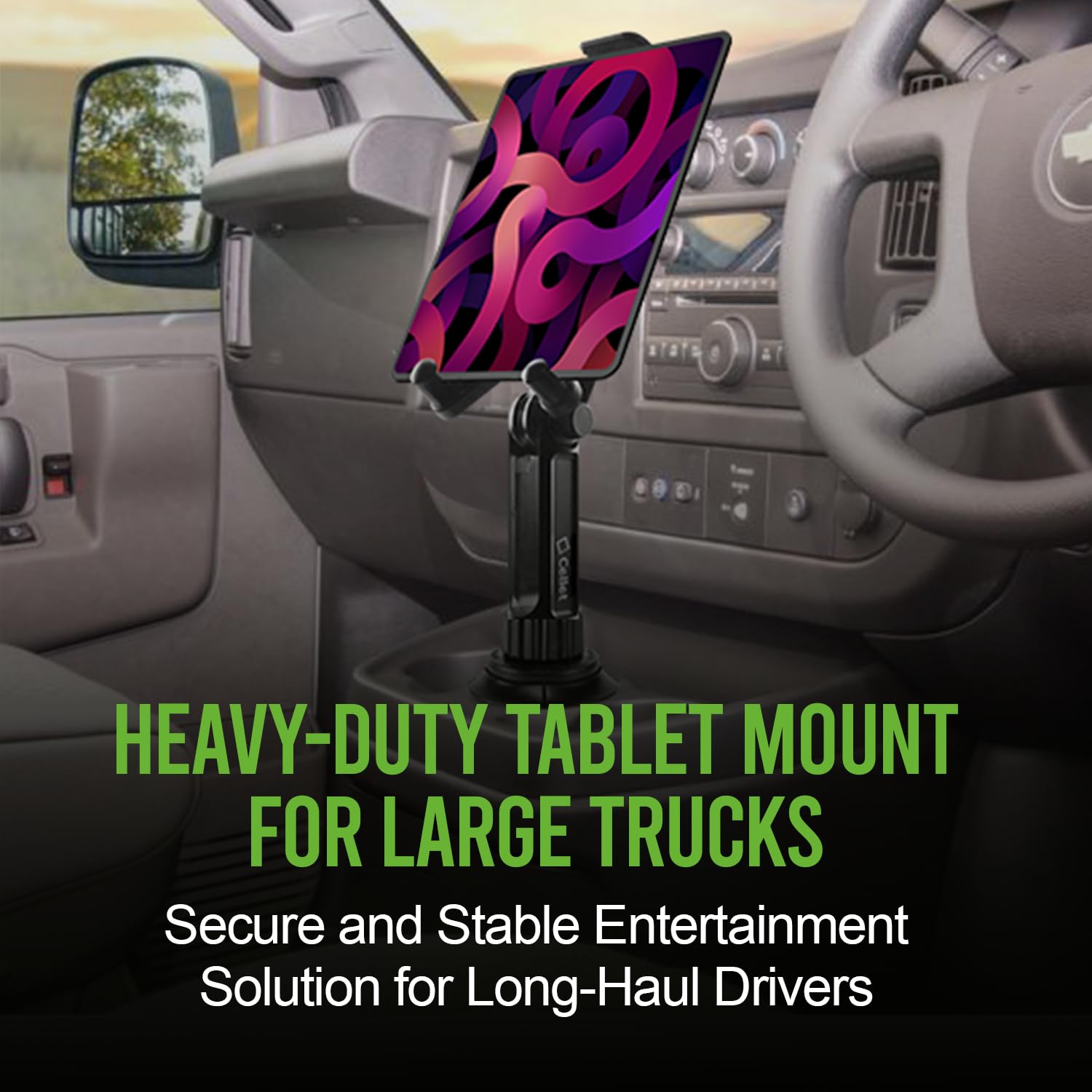 Universal Car Tablet Mount with Cup Holder Base - Compatible with Apple iPad, iPad Pro, Air, Mini | Samsung Galaxy | Google Pixel | Amazon Kindle Fire & Smartphones - Perfect for Road Trips, Uber/Lyft Drivers & Backseat Entertainment
