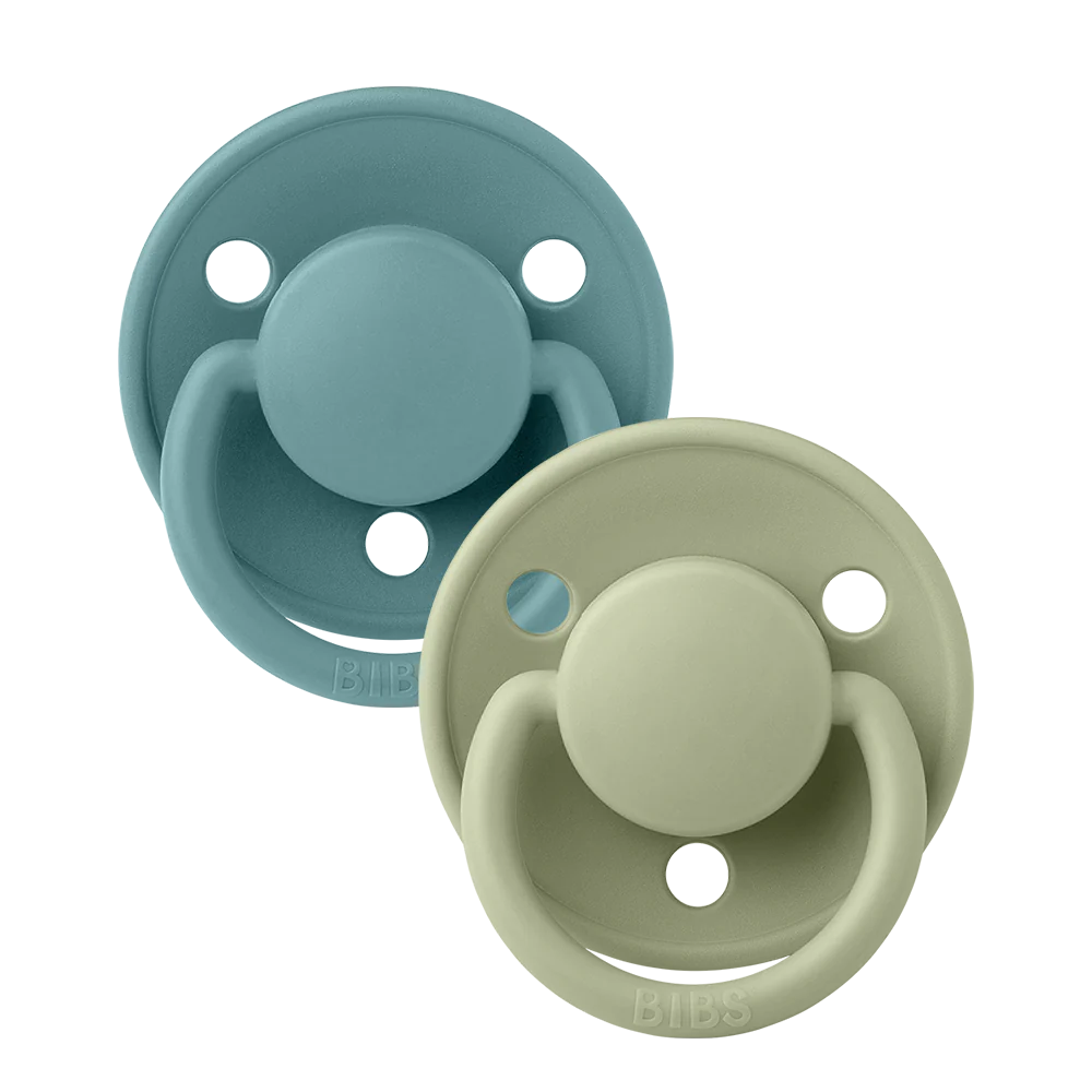 BIBS Round De Lux Silicone Pacifiers 2-Pack for Babies 0-3 Years | Soft Orthodontic Soothers for Newborns & Toddlers | Perfect for Daycare, Travel & Sleep Comfort