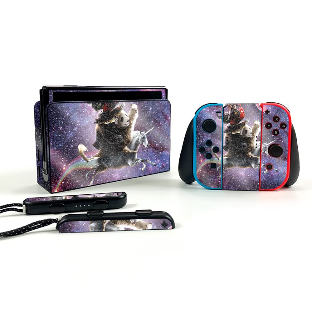 MightySkins Glossy Glitter Skin for Nintendo Switch OLED - Trippy Unicorn Ride | Protective Durable Scratch-Resistant Cover | Easy to Apply Removable Vinyl Decal | Made in USA | Perfect for Gaming Protection and Personalization