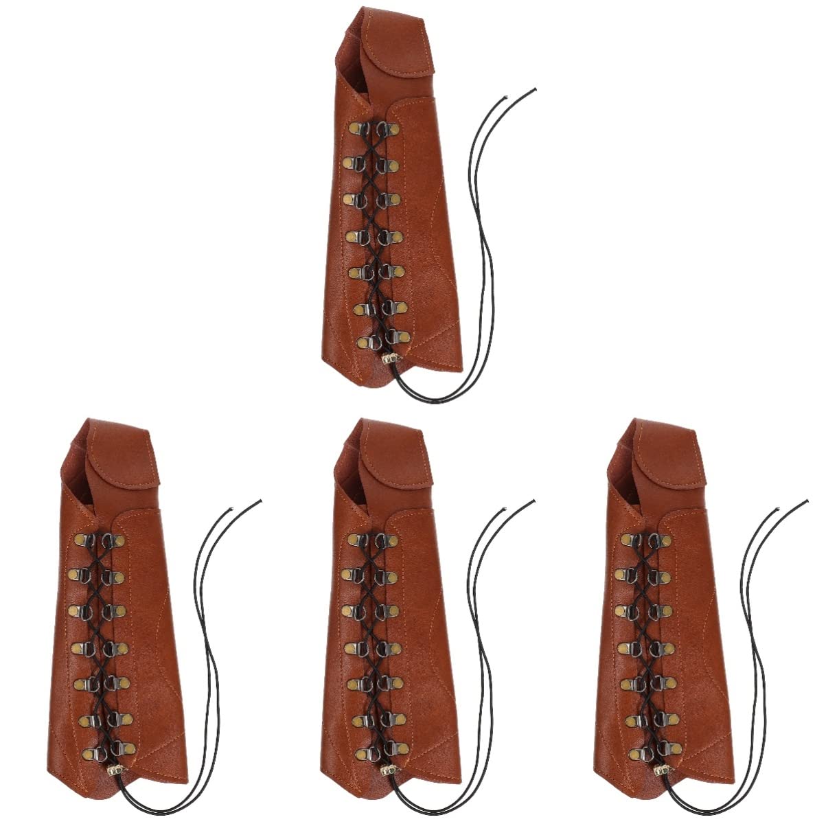 CLISPEED 4-Piece Leather Archery Arm Guard Set - Bow Arm Protector, Forearm Guard for Target Practice & Hunting (PU Leather, Right/Left Hand) - Perfect for Outdoor Sports, Archery Training & Competition
