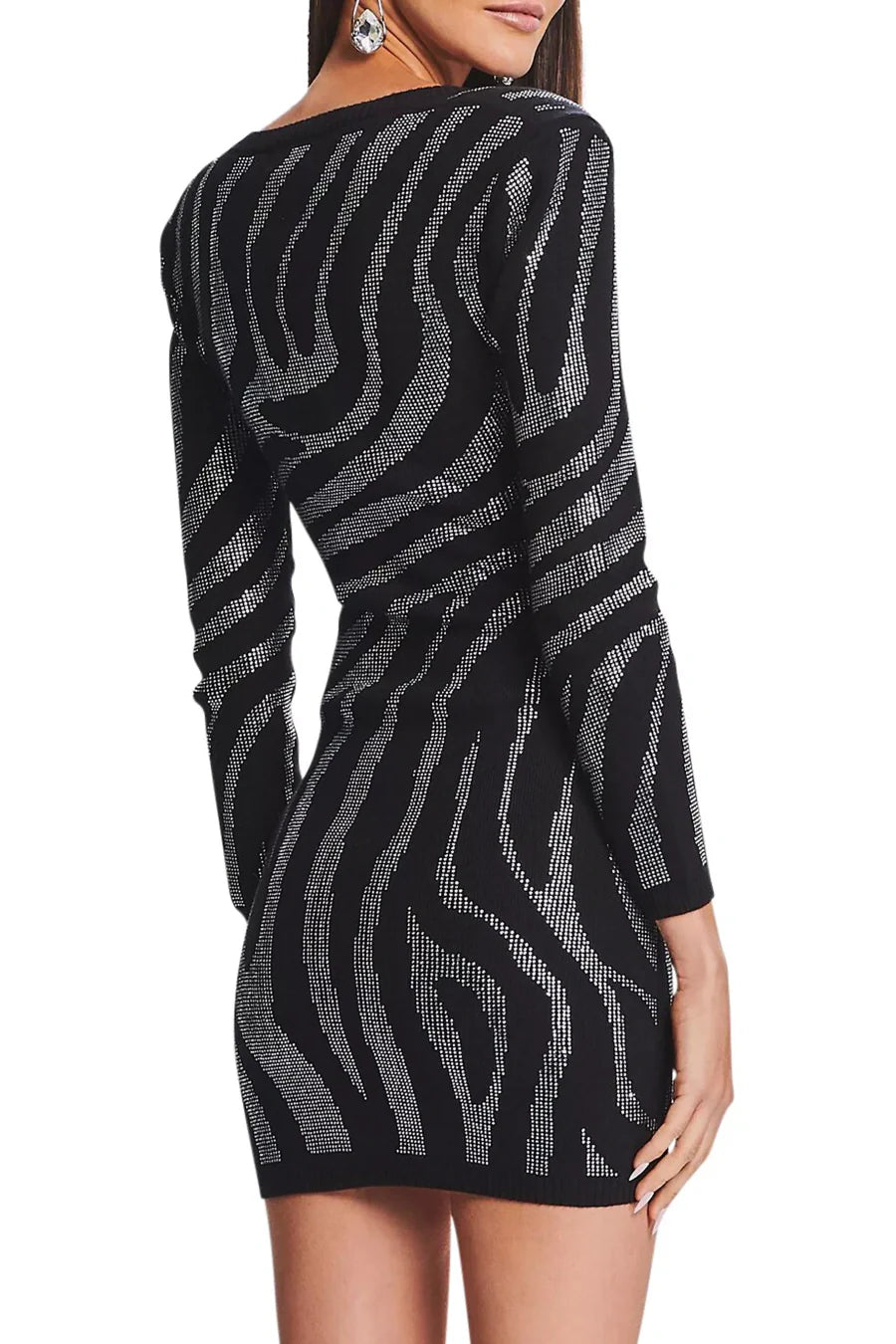 Gamma Zebra Crystal Mini Bandage Dress - Sexy Bodycon Party Dress for Women, Perfect for Club Nights, Date Nights & Special Occasions