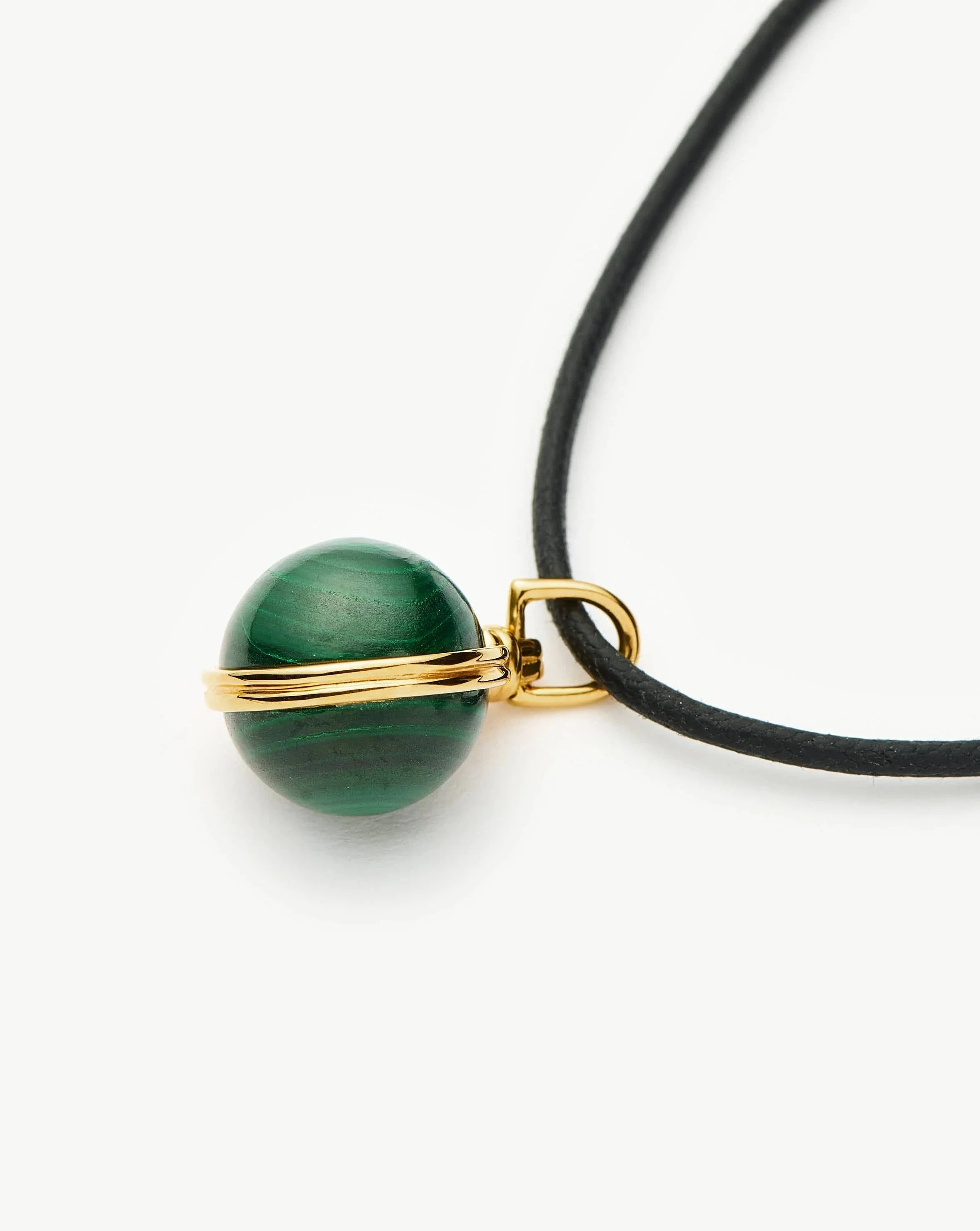 Sphere Gemstone Cord Pendant Necklace - 18k Gold Plated Malachite Jewelry for Women | Elegant Boho Style Gift for Birthday, Anniversary & Everyday Wear
