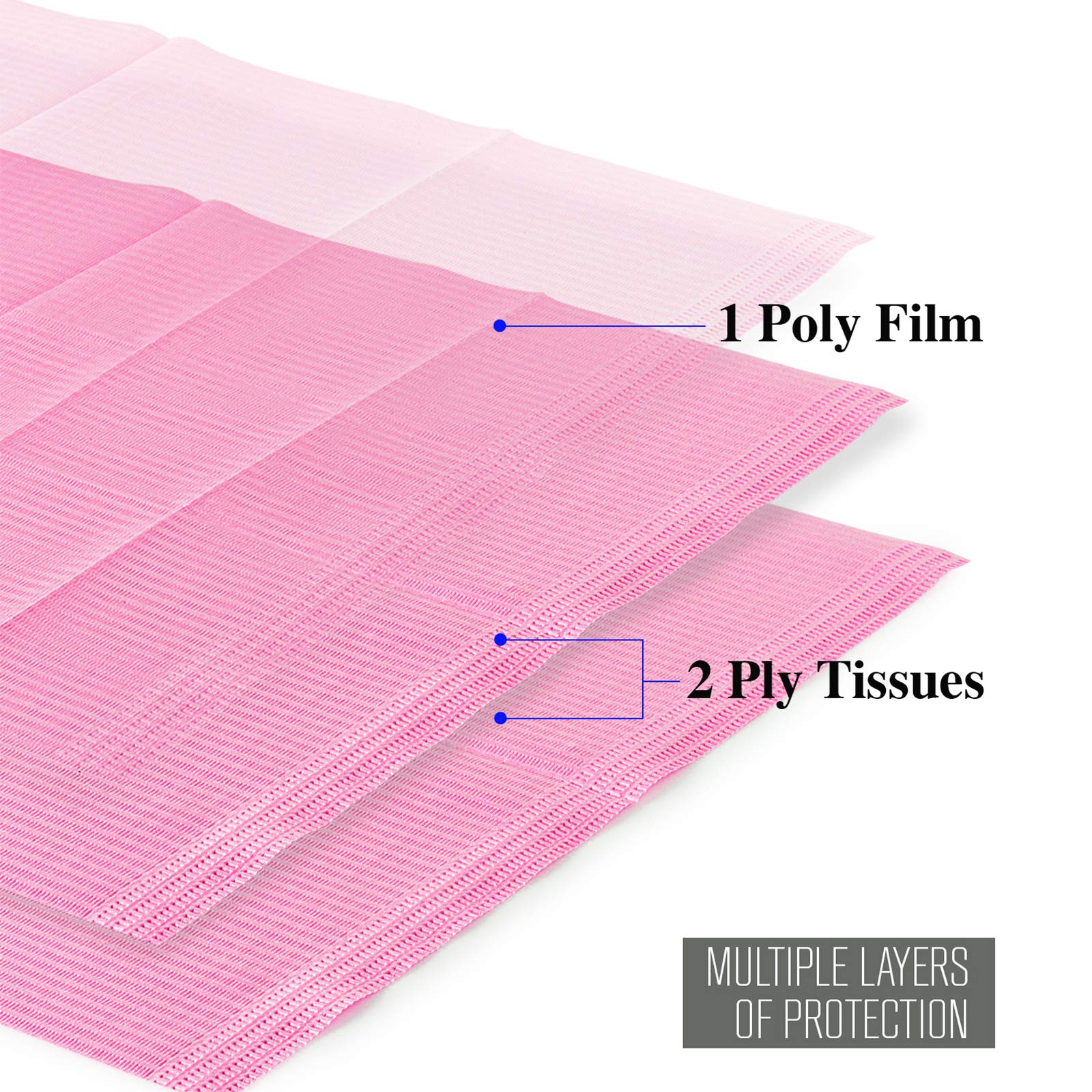 JMU 1000pcs Sterile Gauze Pads 2x2 Inch & 125pcs Pink Dental Bibs - First Aid Wound Care, Dental Procedures, Tattoo Aftercare, Pet Grooming