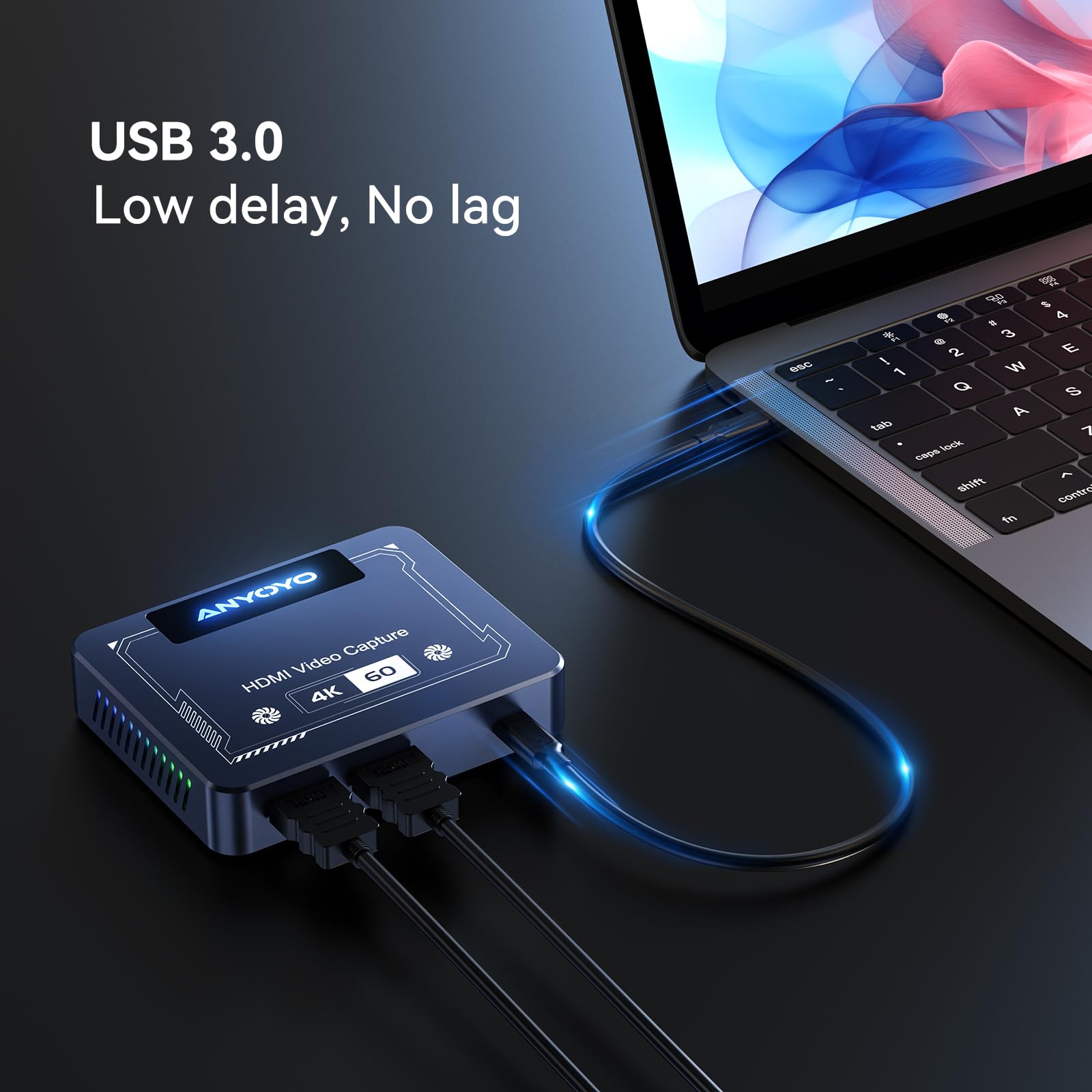 ANYOYO 4K 60FPS HDR Video Capture Card with VRR Passthrough & Ultra-Low Latency - Compatible with PS5, PS4, Nintendo Switch, Windows 11 & Mac OS 12 | Perfect for Game Streaming, Live Broadcasting & Content Creation
