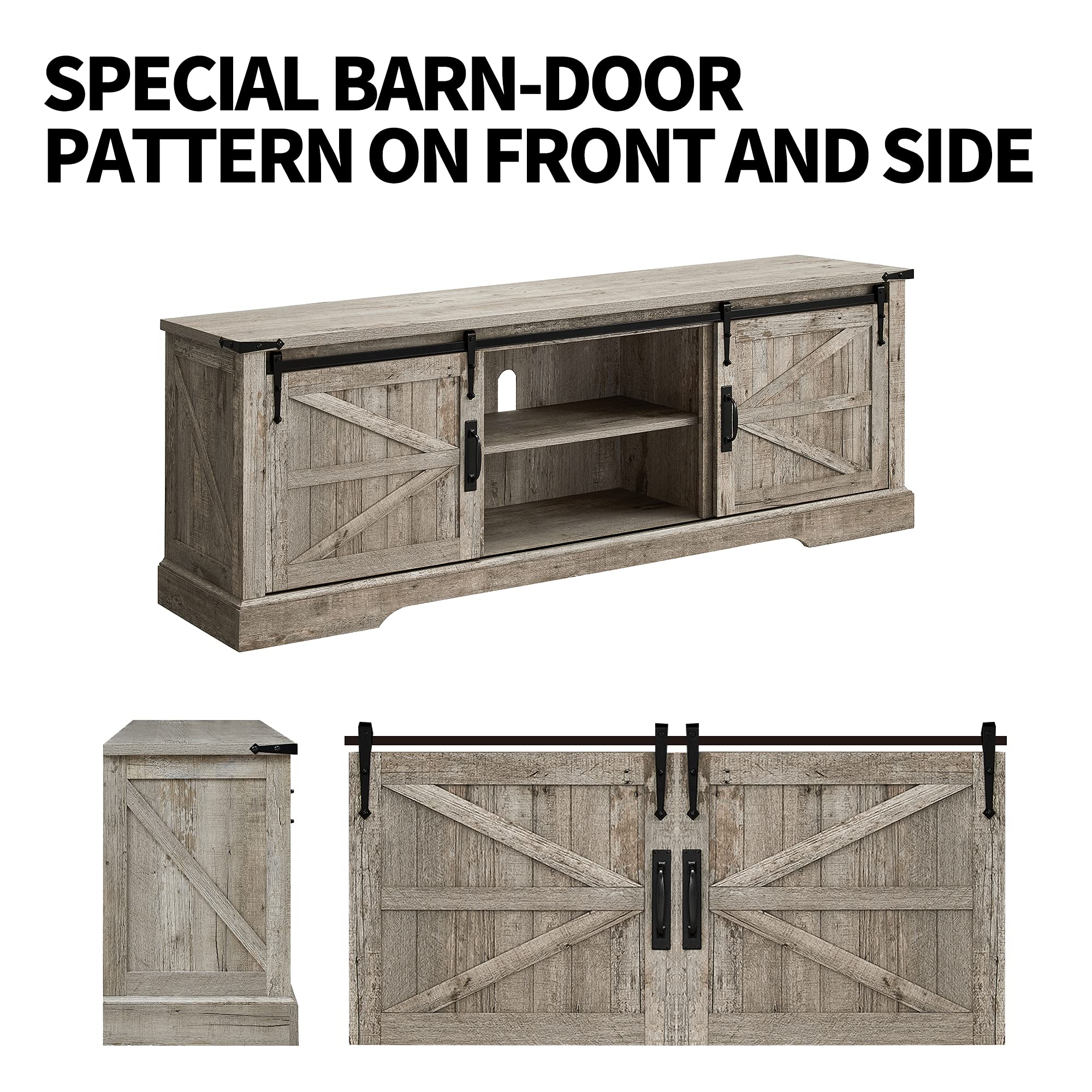 Rustic Farmhouse TV Stand for 70-75 Inch TVs - 66