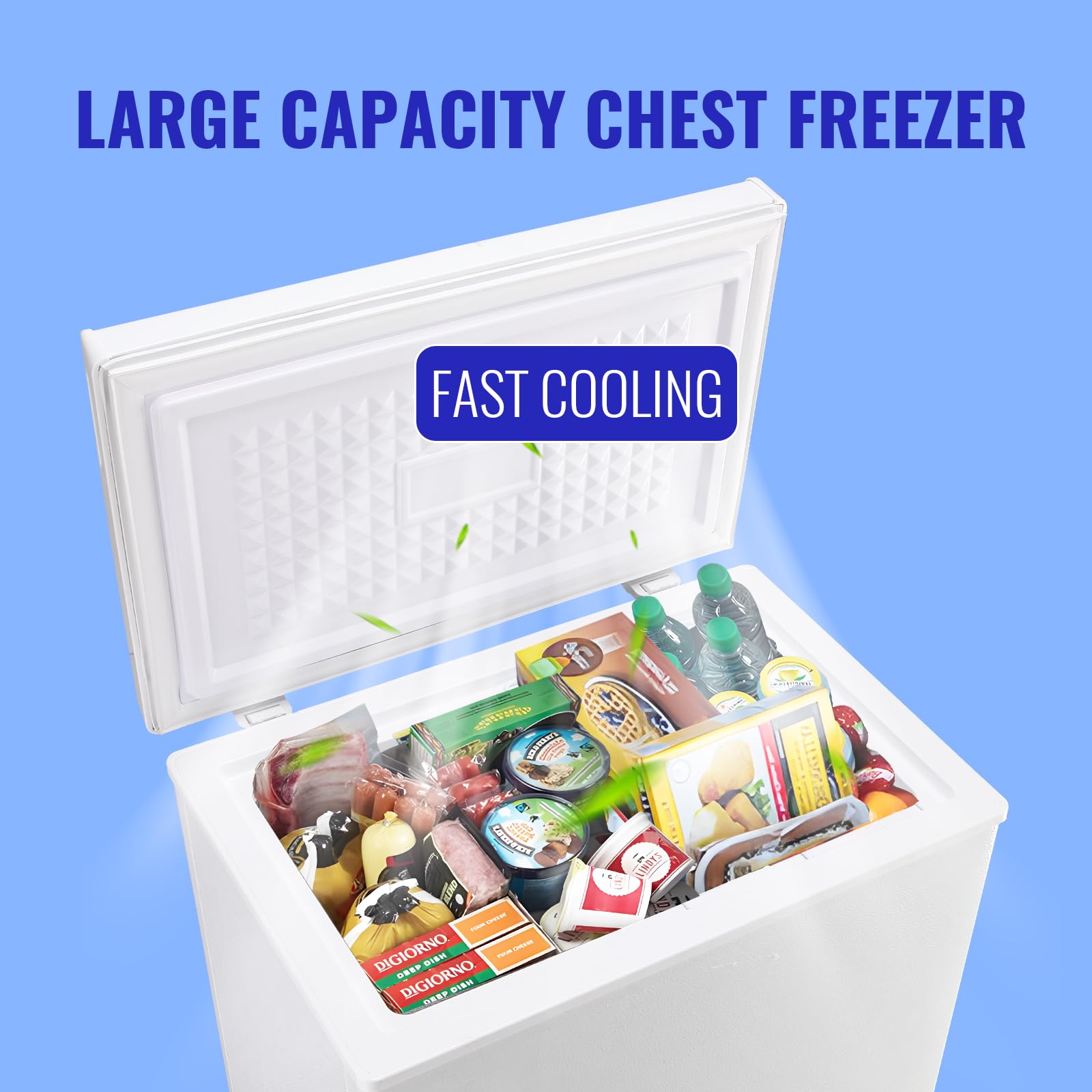 WANAI 3.5 Cu Ft Chest Freezer - Mini Deep Freezer with 7 Temperature Settings, Fast Cooling, Energy Efficient - Perfect for Apartments, Dorms, Home, Office & Business Use - Portable Compact Design (White)