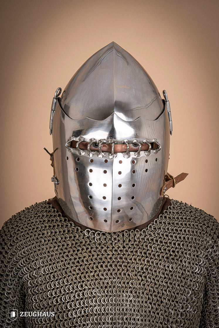 Polished 2mm Bascinet Helmet with Visor - Medieval Armor for LARP, Cosplay & Historical Reenactment