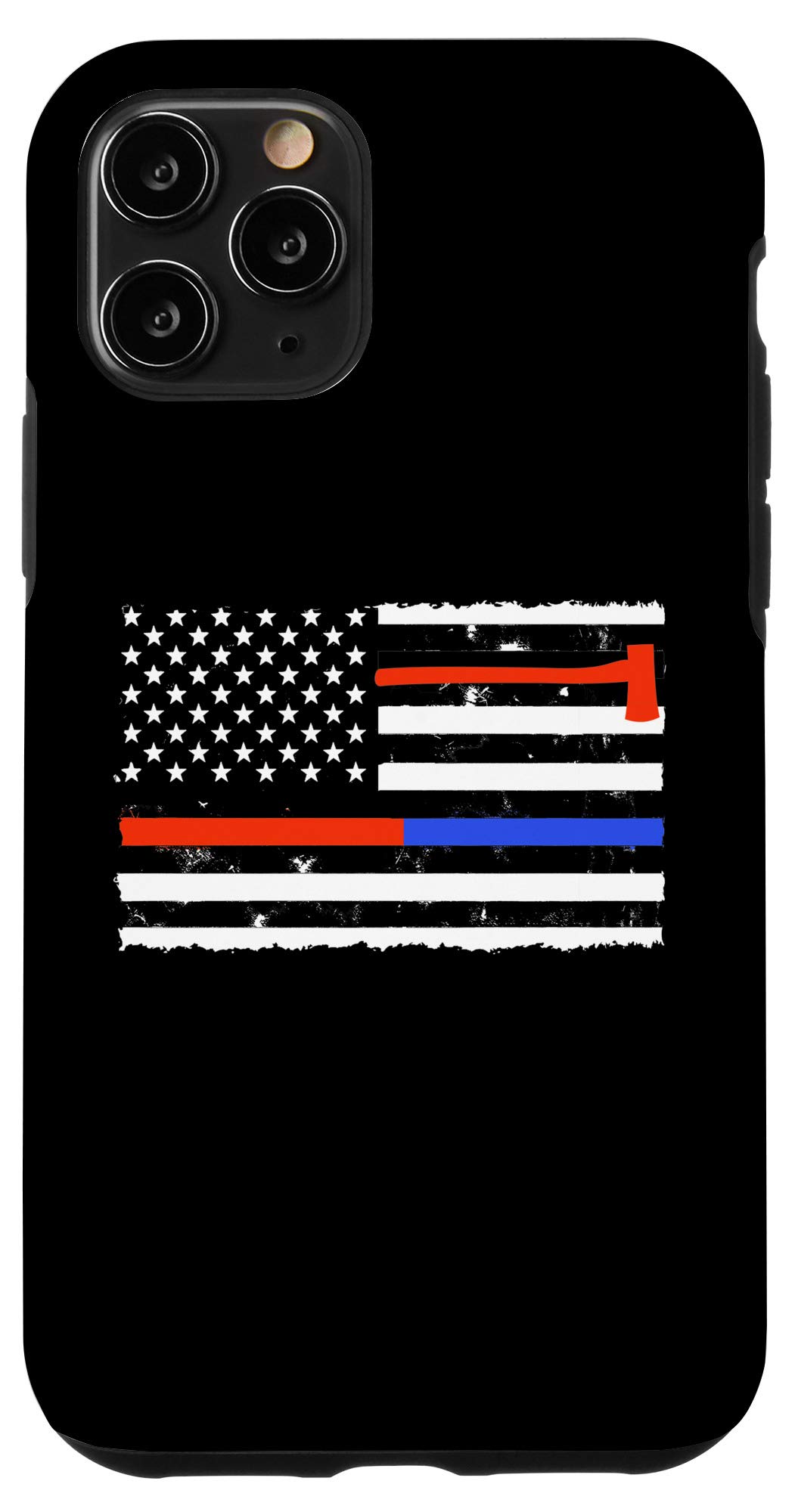 iPhone 11 Pro Case - Thin Red Blue Line Patriotic Design, USA Flag & Firefighter Police Support, Durable Protective Cover - Perfect for First Responders, Military & Patriotic Gift Giving