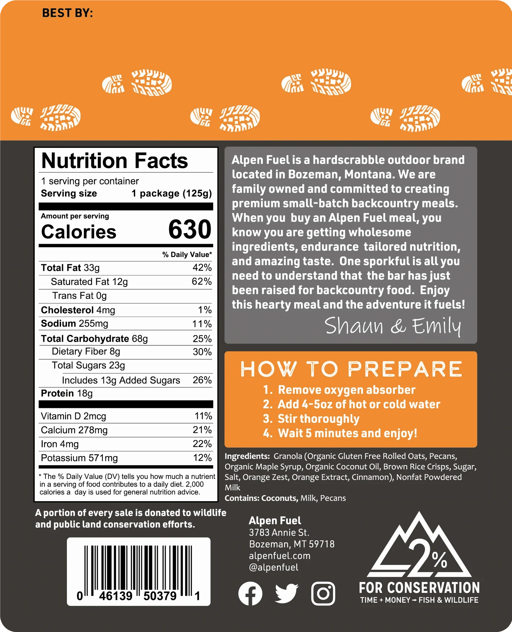 Alpen Fuel Orange Pecan Granola - Healthy Breakfast Cereal with Natural Ingredients - Perfect for Hiking, Camping & On-the-Go Snacks
