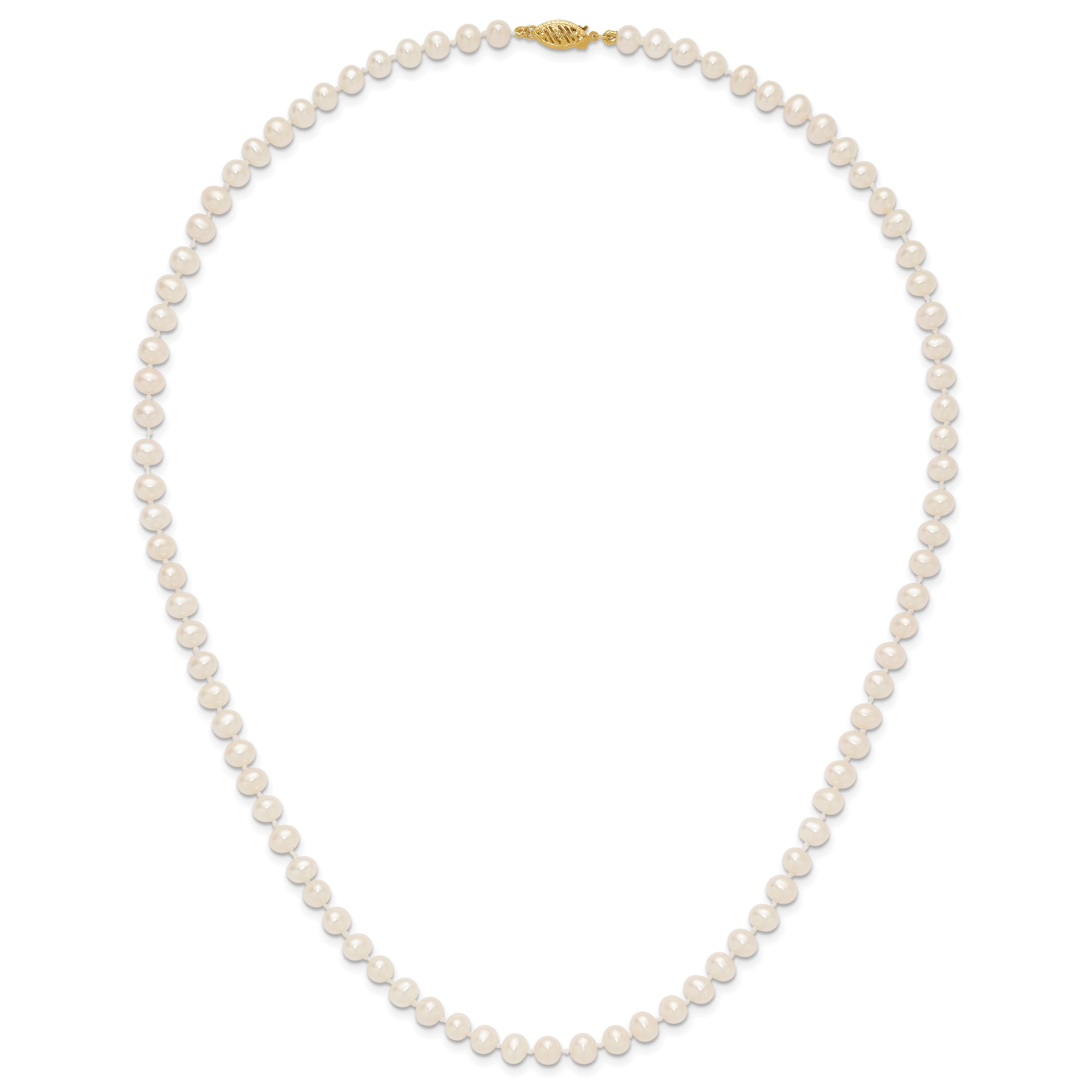 14K White Near Round Freshwater Cultured Pearl Necklace - 5-6mm Pearls, Elegant Jewelry Gift for Women, Perfect for Weddings, Parties & Special Occasions