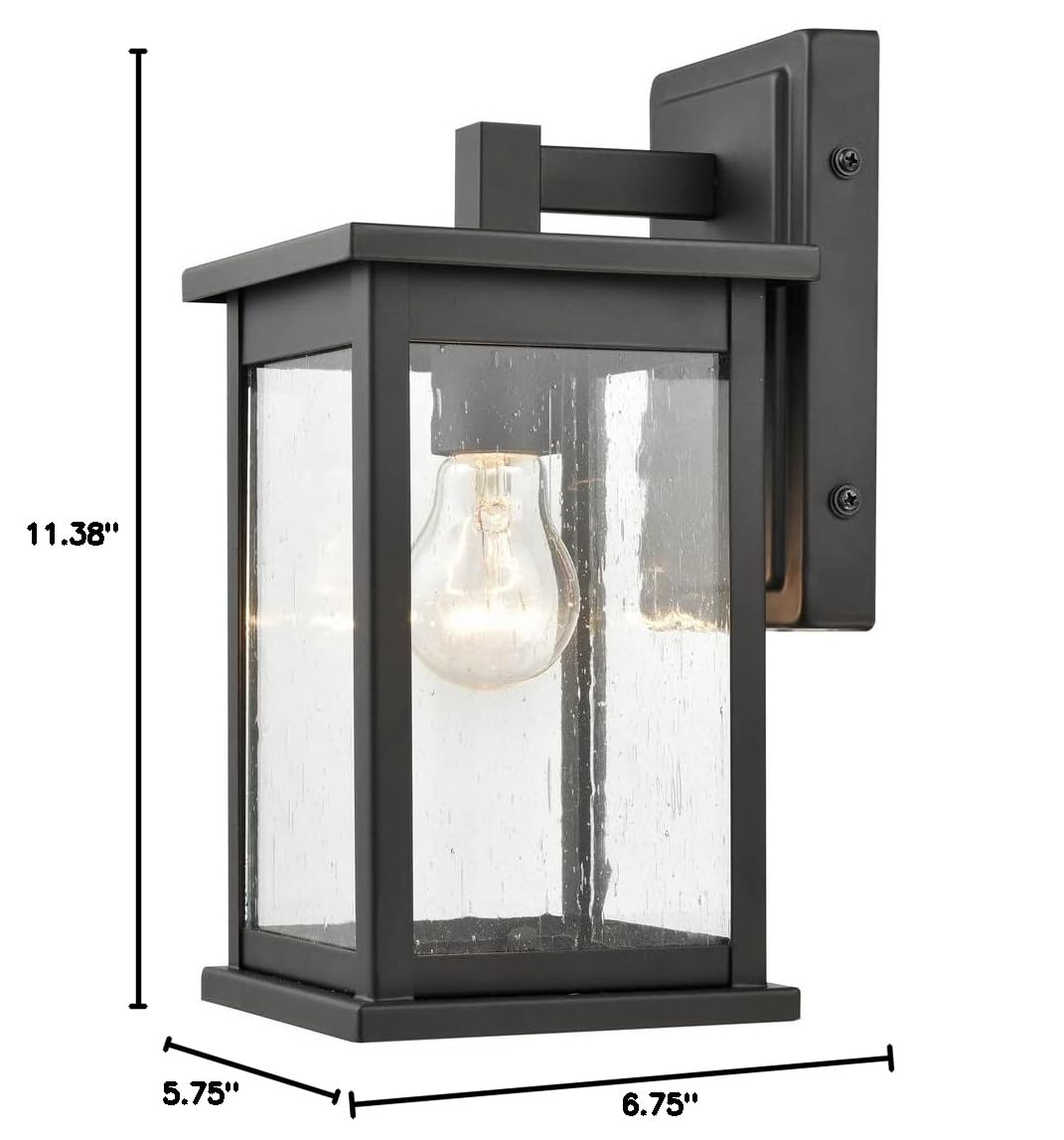 ML Lighting Bowton - 1 Light Black Outdoor Wall Sconce, 11.375