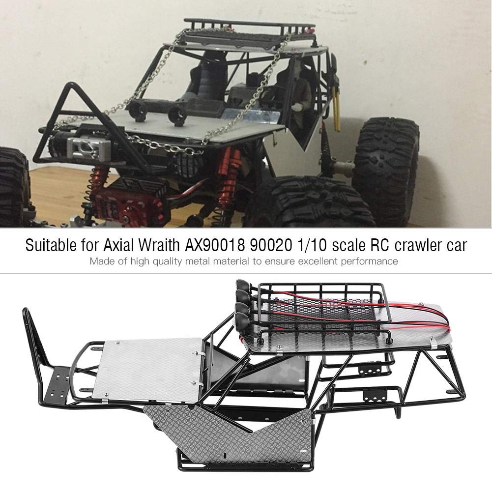 High-Quality Metal RC Car Frame with Guard Plate, Roof Rack & LED Lights - Durable Off-Road Vehicle Chassis for Crawler, Rock Racing & Trail Adventures