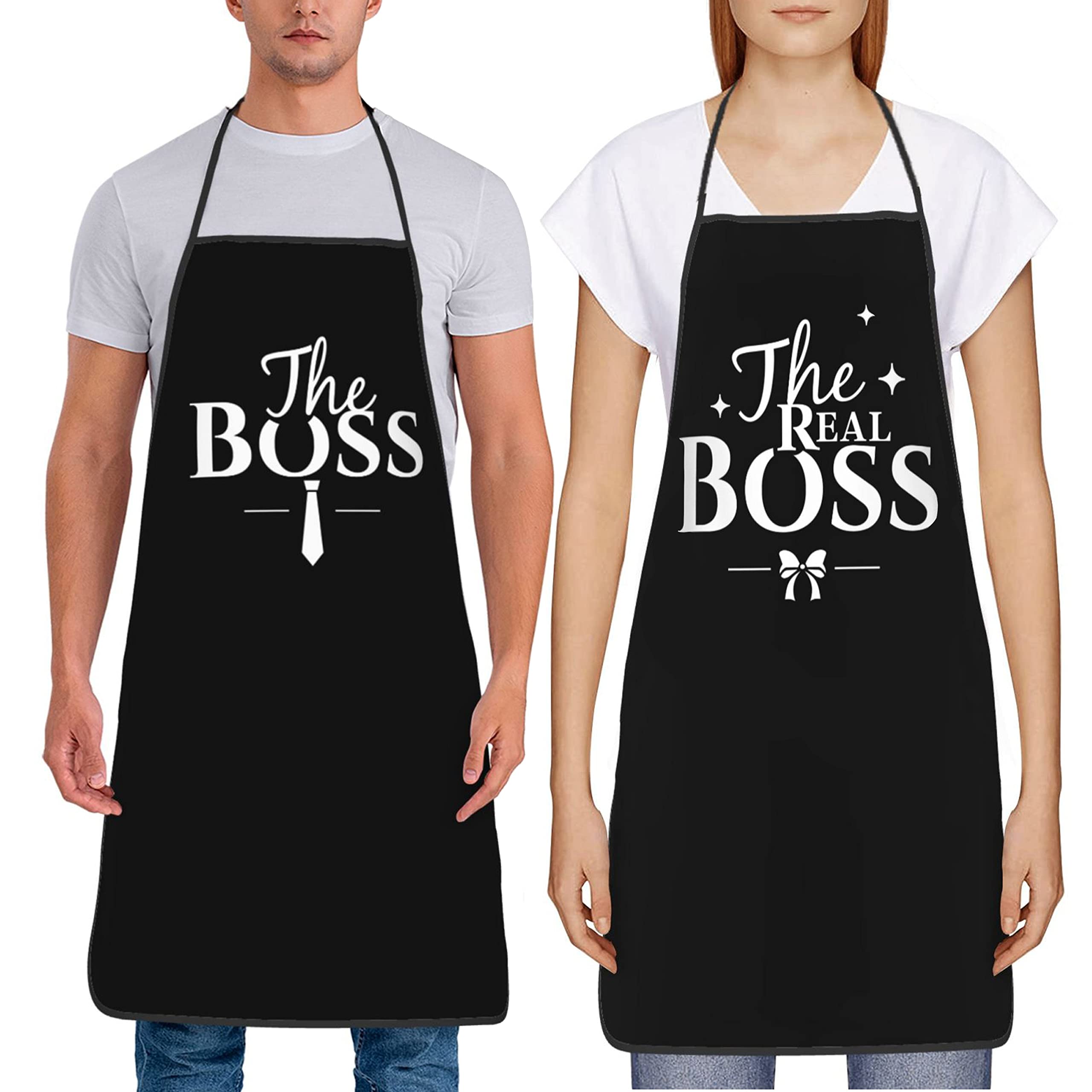 His and Her Apron Set - Wedding Gifts for Couples, Engagement & Anniversary Presents, Bridal Shower Gift Idea - Perfect for Cooking Together, Christmas Couple Gifts, Boss Appreciation Present