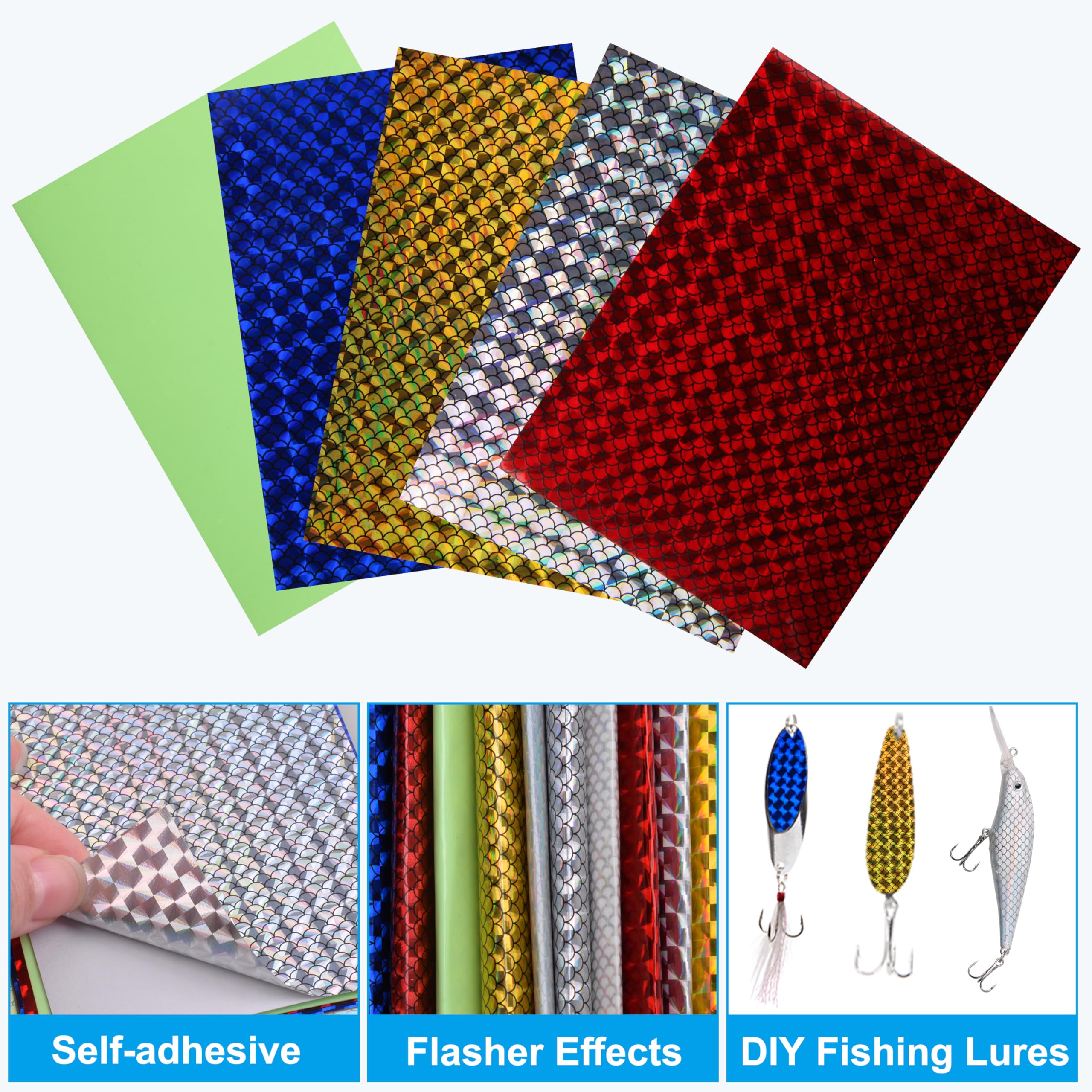 Reflective Holographic Fishing Lure Tape - DIY Fish Scale Stickers for Lure Making & Craft Projects | Enhance Bait Visibility for Bass, Trout & Saltwater Fishing
