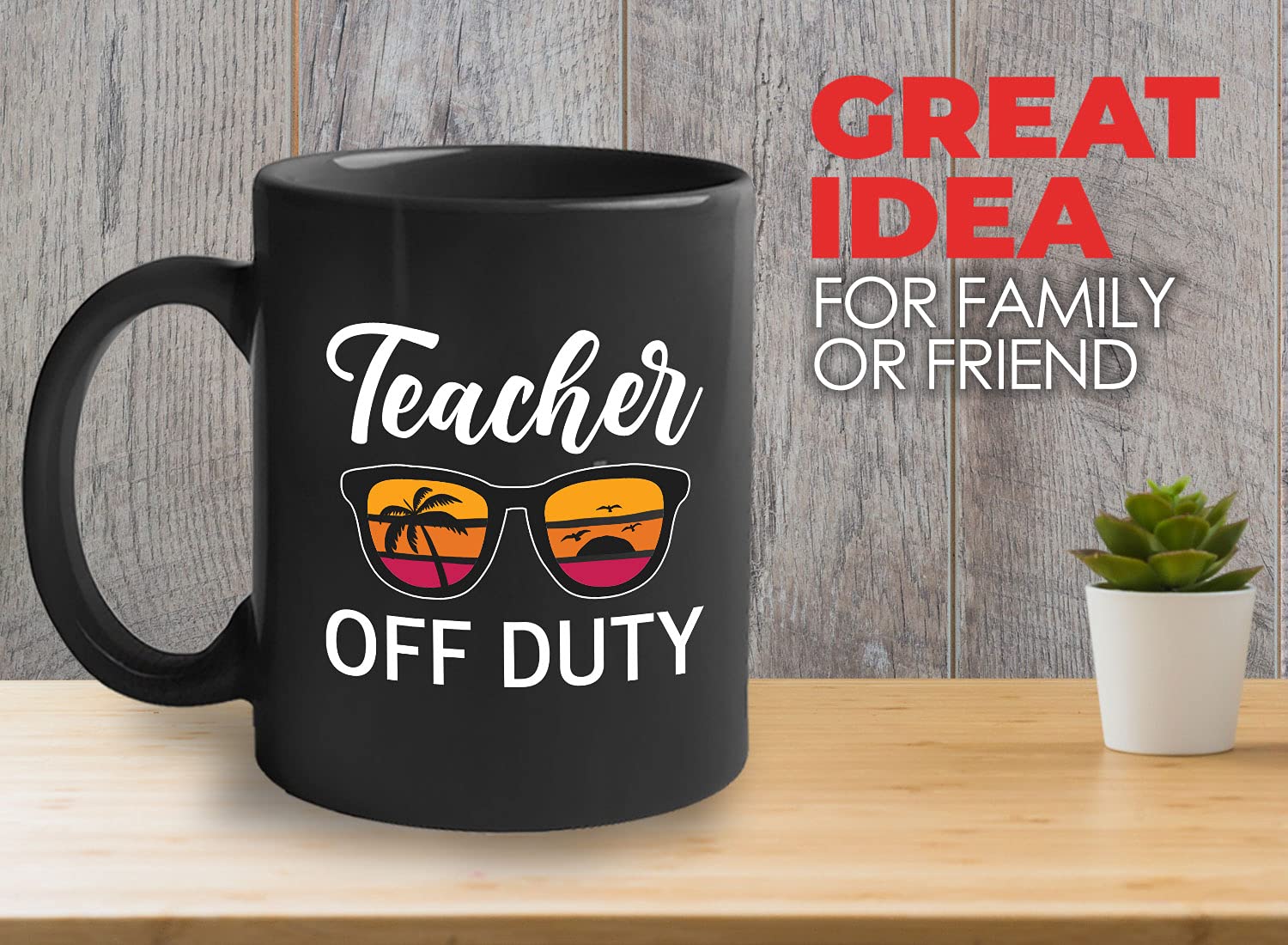 Bubble Hugs Teacher Appreciation Coffee Mug - 11oz Black Ceramic Cup with Retro Sunglasses & Tropical Design - Perfect Gift for Teachers, Beach Vacation Days, or Relaxing Off-Duty Moments