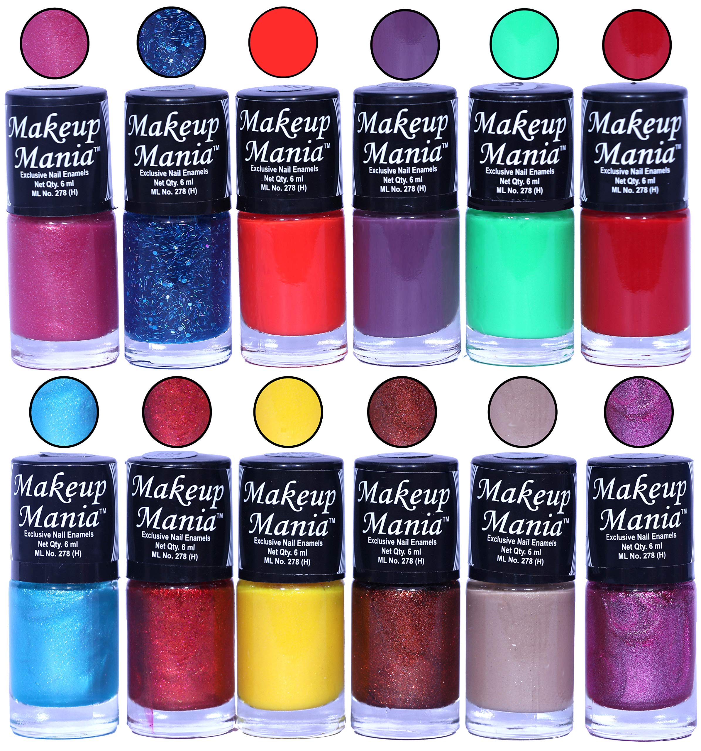 Makeup Mania 12-Piece Nail Polish Set - 6ml Each (Multicolor Combo #106) - Long Lasting, Non-Toxic Nail Paint for Women - Perfect for Parties, Weddings & Daily Nail Art