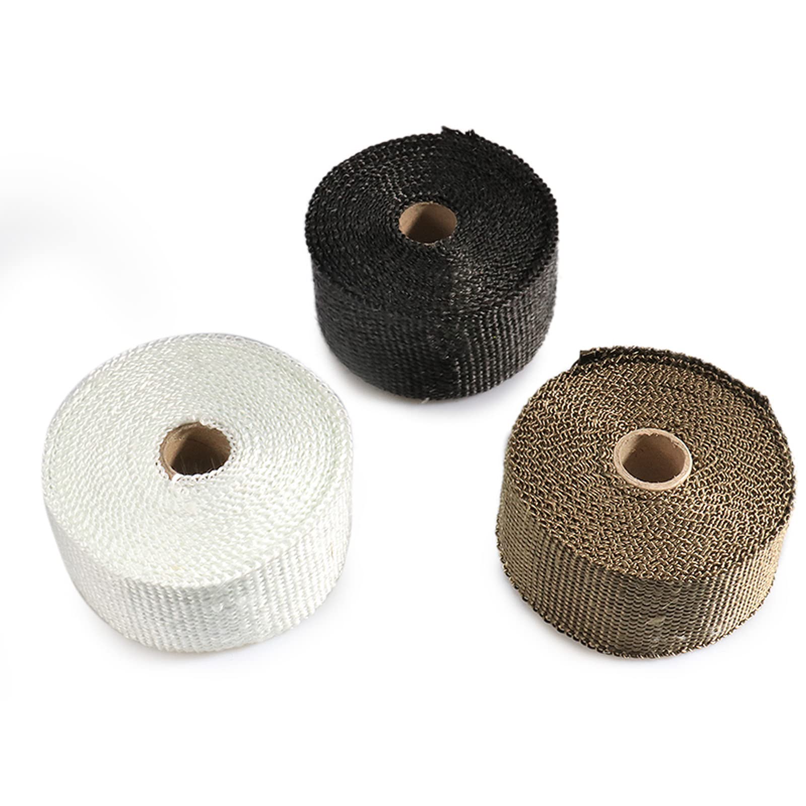 2''x16' High-Temperature Exhaust Heat Wrap Roll - Fiberglass Heat Shield Tape for Motorcycles with 2 Stainless Steel Clamps (0172) - Perfect for Motorcycle Exhaust Protection & Performance Enhancement
