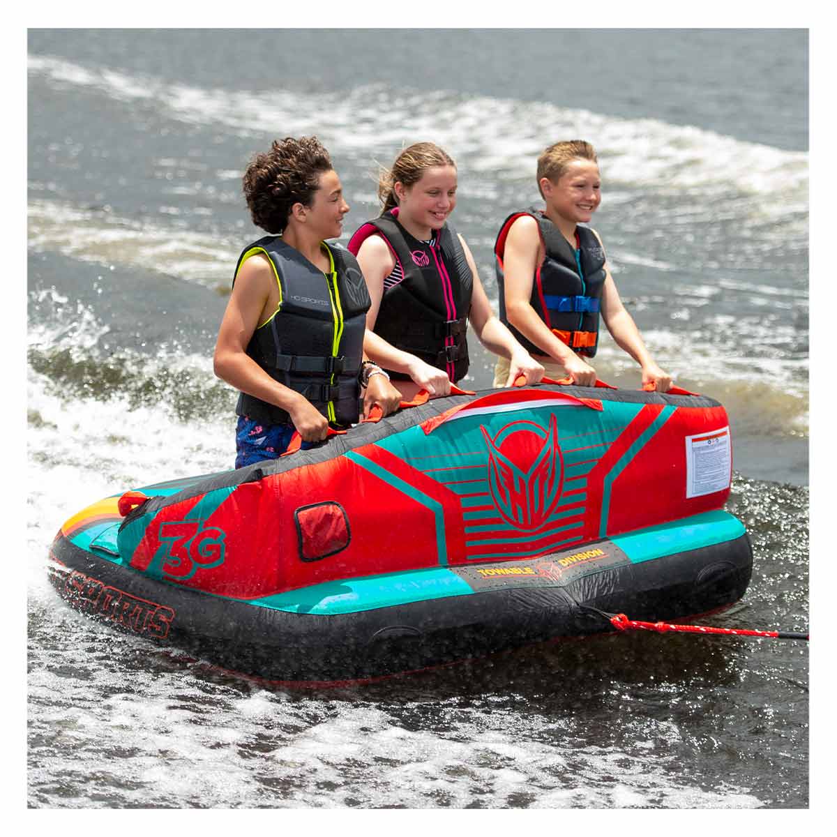 3G Towable Tube for 3 Riders - Heavy Duty Inflatable Water Tube for Boating, Lake & Beach Fun - Perfect for Family & Friends Outdoors