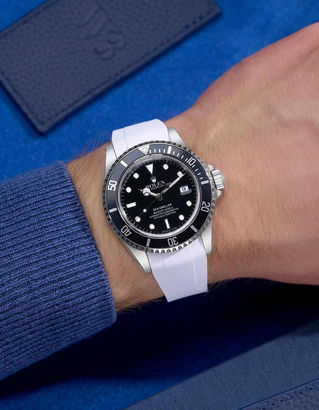 High-Quality FKM Rubber Watch Strap with Original Clasp for Rolex Sea Dweller 16600 - Durable, Comfortable & Waterproof for Diving, Swimming & Outdoor Activities
