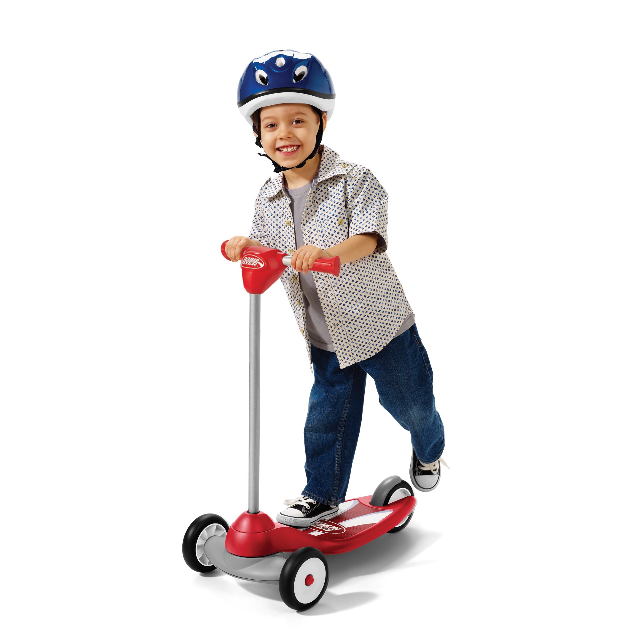 Radio Flyer 97175 First Scooter for Kids - Red 3-Wheel Toddler Scooter with Adjustable Handlebar | Perfect for Outdoor Play, Park Rides & Learning Balance