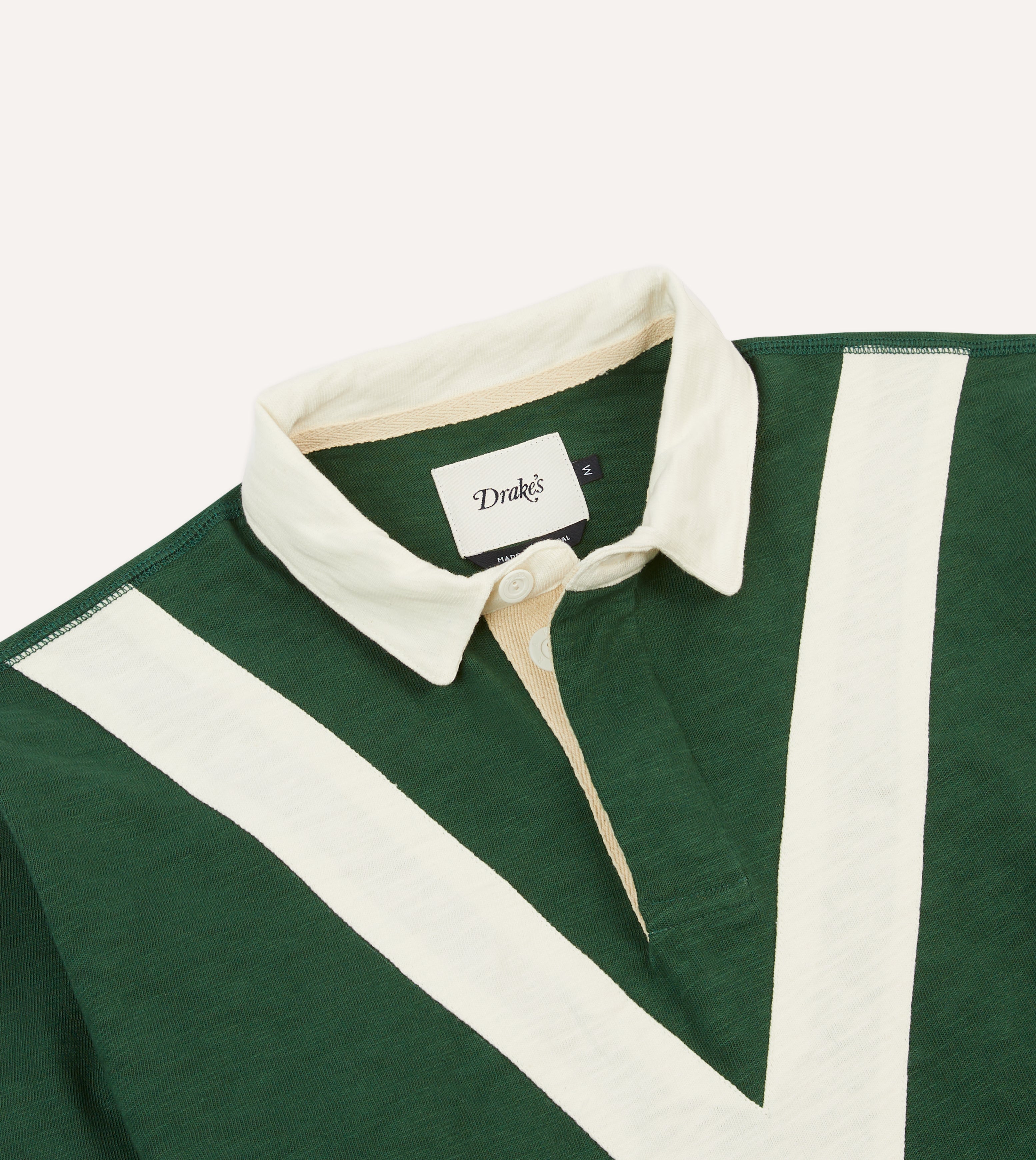 Eco-Friendly Green and Ecru Chevron Flamé Cotton Rugby Shirt for Men – Casual Wear, Sports, and Outdoor Activities