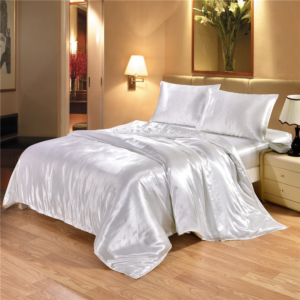 Angel's Bedding 3-Piece Silky Satin Duvet Cover Set - 100% Hypoallergenic Polyester, Full XL (88