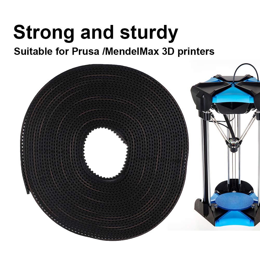 High-Quality 5m x 6mm Black Rubber Timing Belt & Synchronous Wheel Kit for Prusa/MendelMax 3D Printers | Durable Replacement Parts for Smooth Printing Operations | Perfect for DIY 3D Printing Projects and Repairs