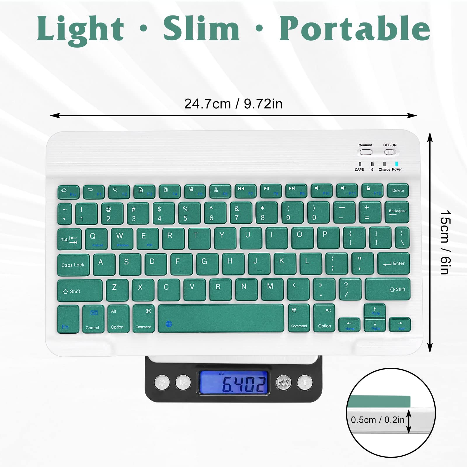 Rechargeable Bluetooth Keyboard and Mouse Combo - Ultra Slim Full-Size Wireless Keyboard with Ergonomic Mouse for Mac, iPad, Tablet, PC, Laptop - Perfect for Home Office, Gaming, and Remote Work (Jade Green)