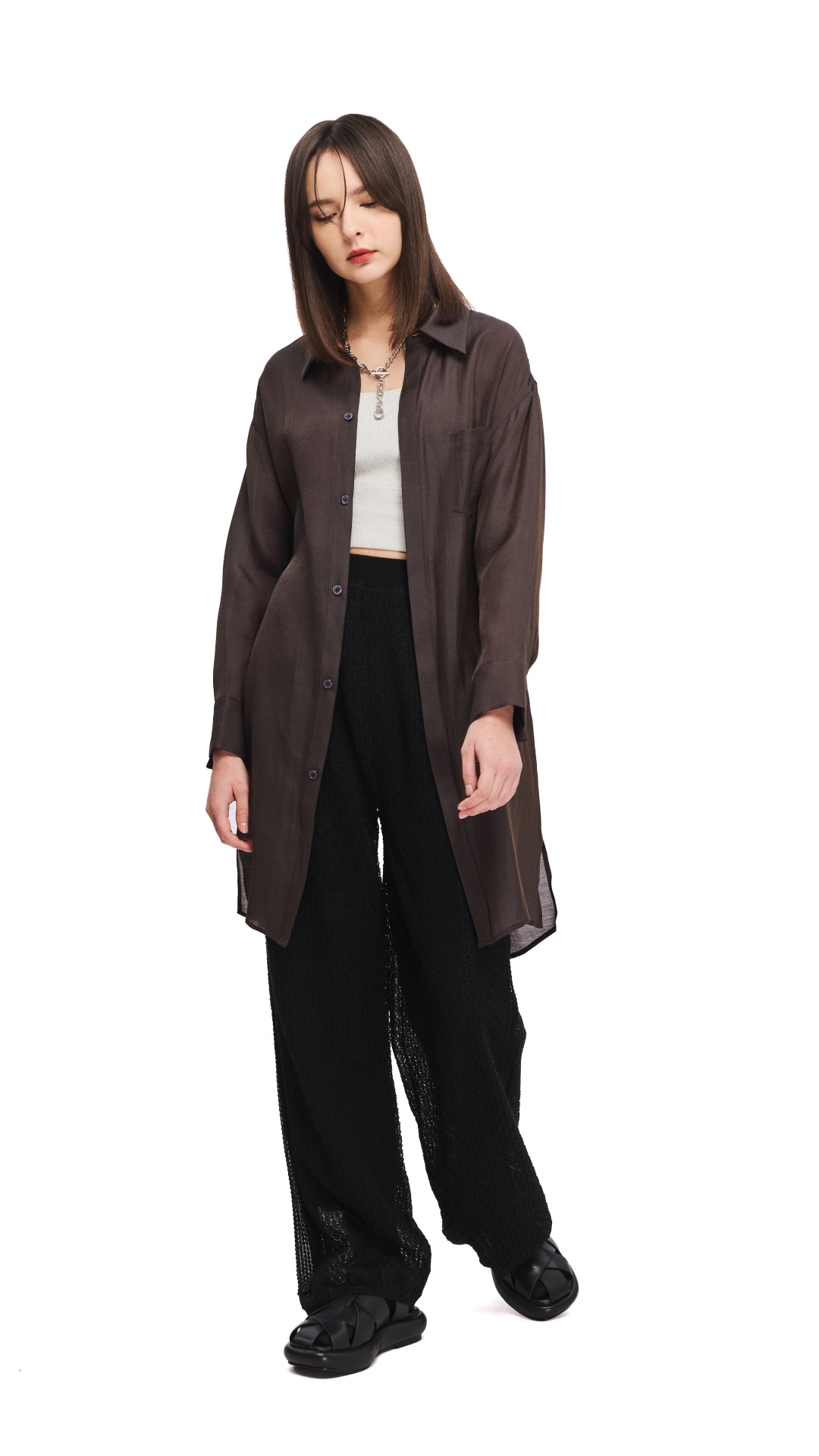 Asymmetrical Long Sleeve Shirt for Women - Trendy Oversized Button Down Blouse for Casual & Office Wear