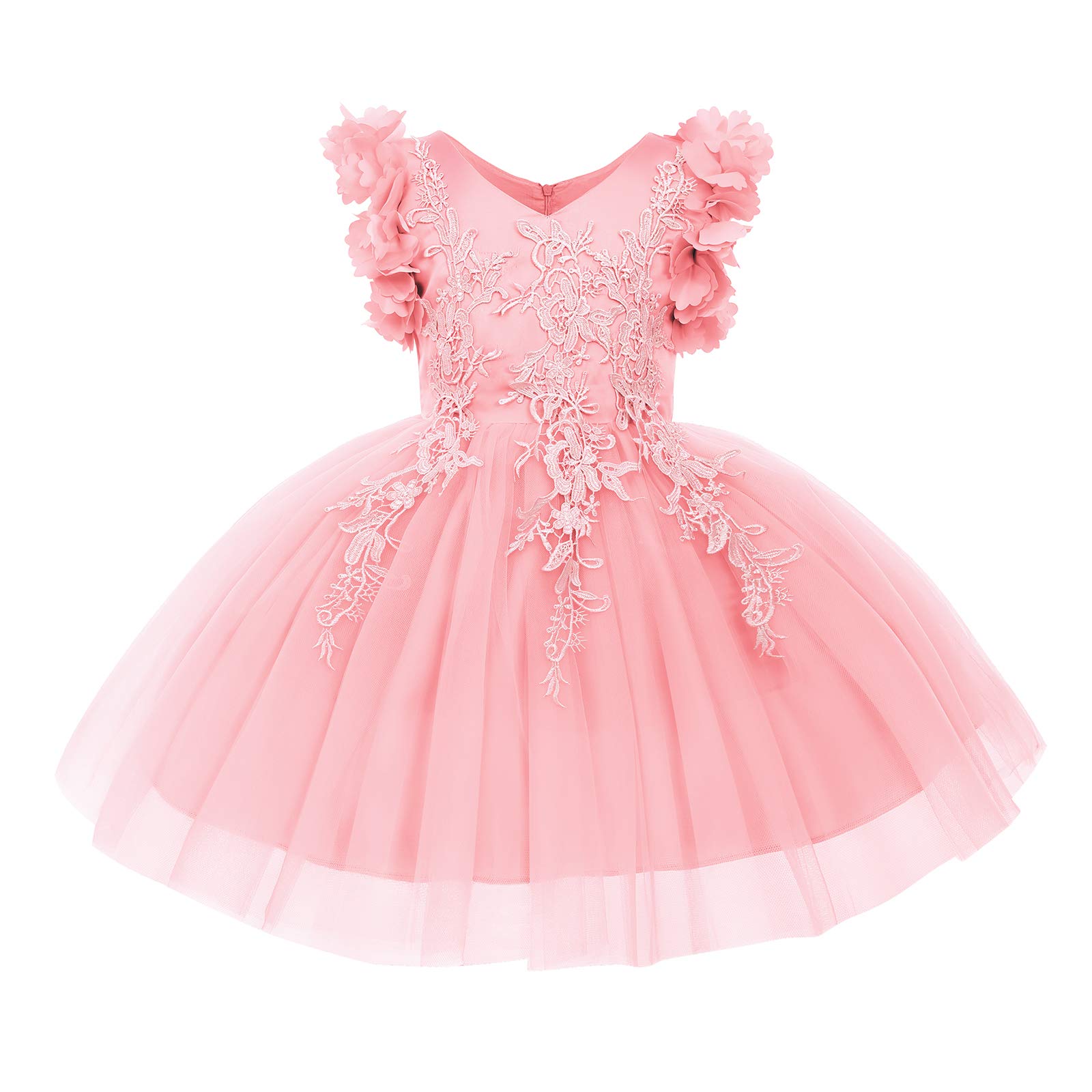 OBEEII Baby Girl Flower Dress - Floral Lace Petal Tutu Gown for Birthday Party, Pageant & Formal Occasions | Elegant Toddler Princess Outfit for Photoshoots, Easter, Christmas & Special Events