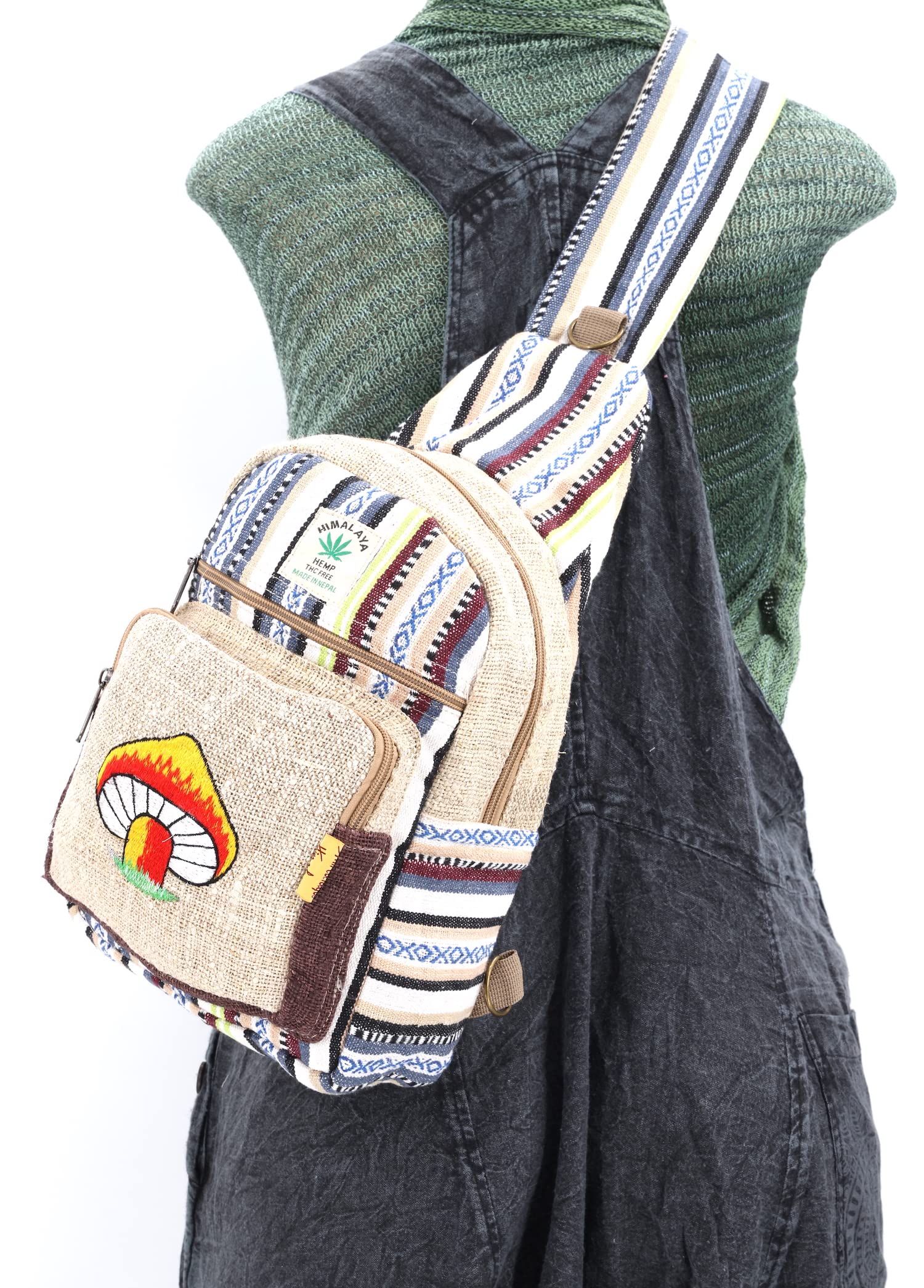 Eco-Friendly Hemp Sling Backpack - Handmade Fair Trade Hippie Festival & Hiking Crossbody Bag | Perfect for Outdoor Adventures, Music Festivals & Travel Accessories