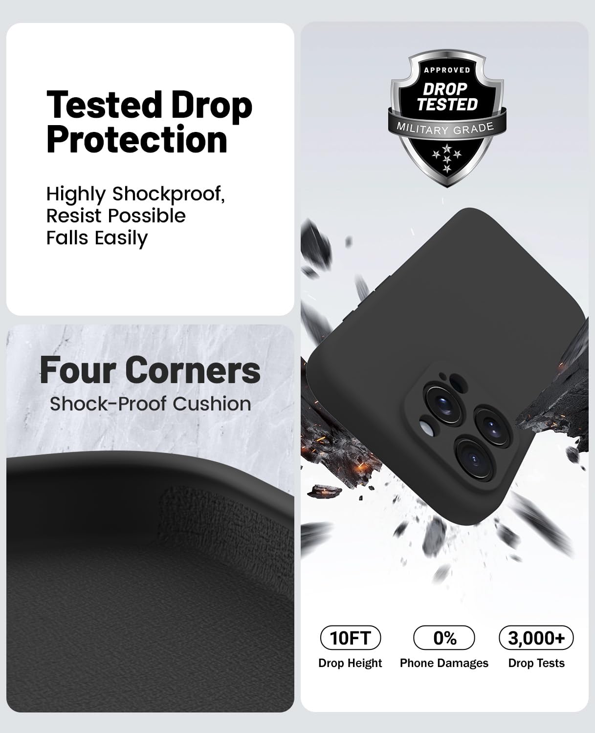 OTOFLY iPhone 16 Pro Case with MagSafe - Military Grade Shockproof Magnetic Silicone Cover [Includes 2 Pack Screen Protectors] - Perfect for Daily Use, Travel & Outdoor Activities (Black)