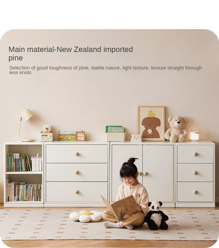 Pine Solid Wood Cream Kids Dresser with 5 Drawers - Nursery Storage Cabinet for Baby Clothes & Toys - Perfect for Bedroom, Playroom & Daycare Organization