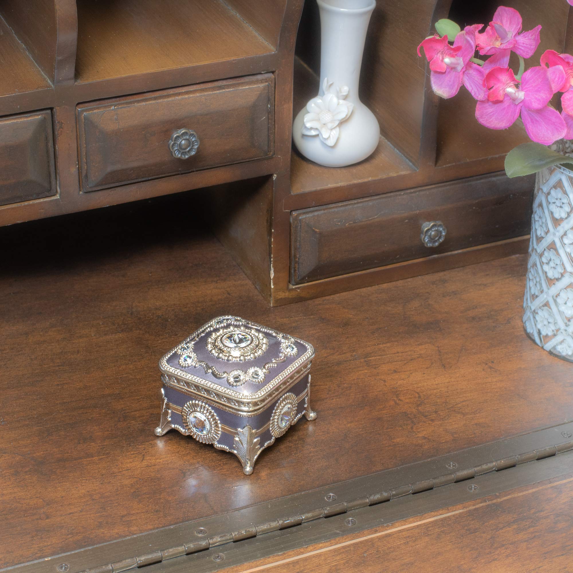 Swarovski Crystal Music Jewelry Box - Light Purple for Gifts & Decor