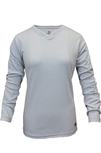 National Safety Apparel C54PGLSWSM Women's Flame Resistant FR Cotton Long Sleeve T-Shirt - 100% Fire Retardant Work Shirt, Small Size, Gray Color - Perfect for Construction, Oil & Gas, Electrical Work Safety Wear