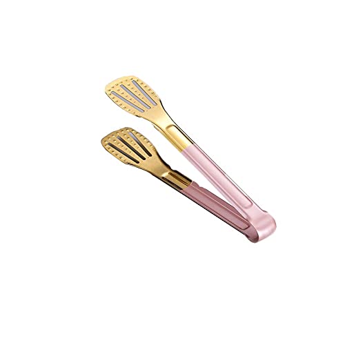 Non-Slip Stainless Steel Kitchen Tongs - BBQ, Salad, Meat Serving Utensil with Secure Grip for Cooking, Grilling & Food Handling (Pink) - Perfect for Restaurants, Picnics & Home Kitchen Use