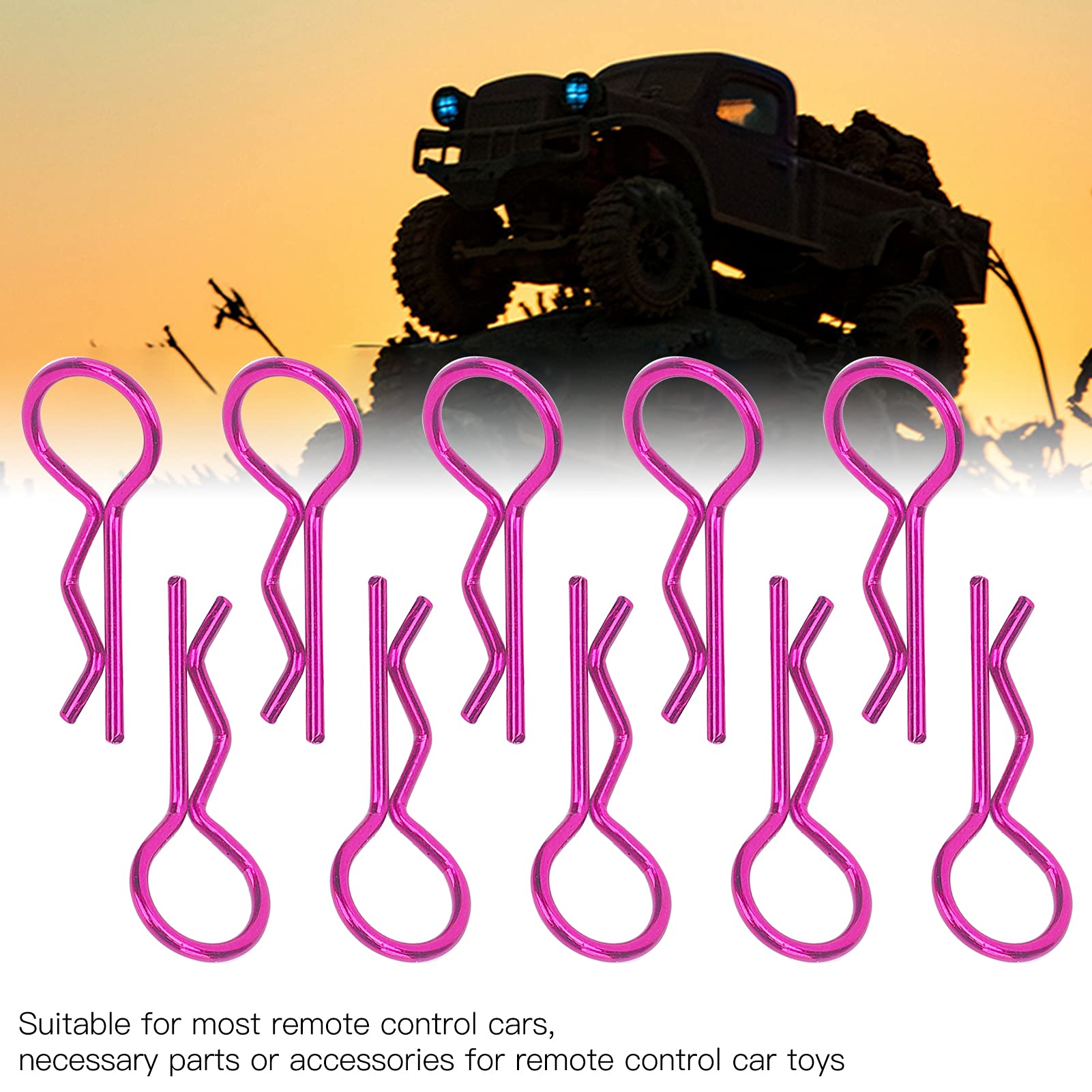 Alomejor RC Car Body Clips - Heavy Duty R-Shape Shell Clips for 1/5 1/6 1/8 1/10 Scale Remote Control Cars - Perfect for Off-Road Bashing, Racing & RC Model Car Maintenance