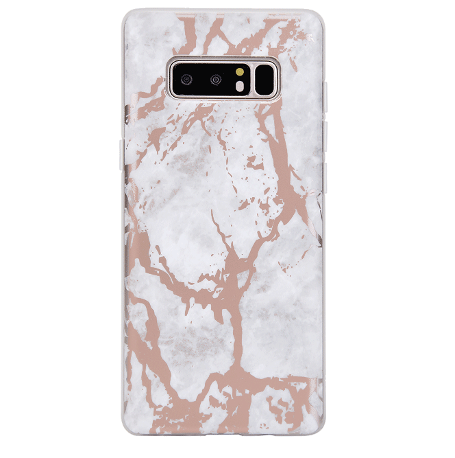 Elegant White Marble with Rose Gold Chrome Samsung Galaxy Phone Case - Perfect for Everyday Protection & Style Enhancement