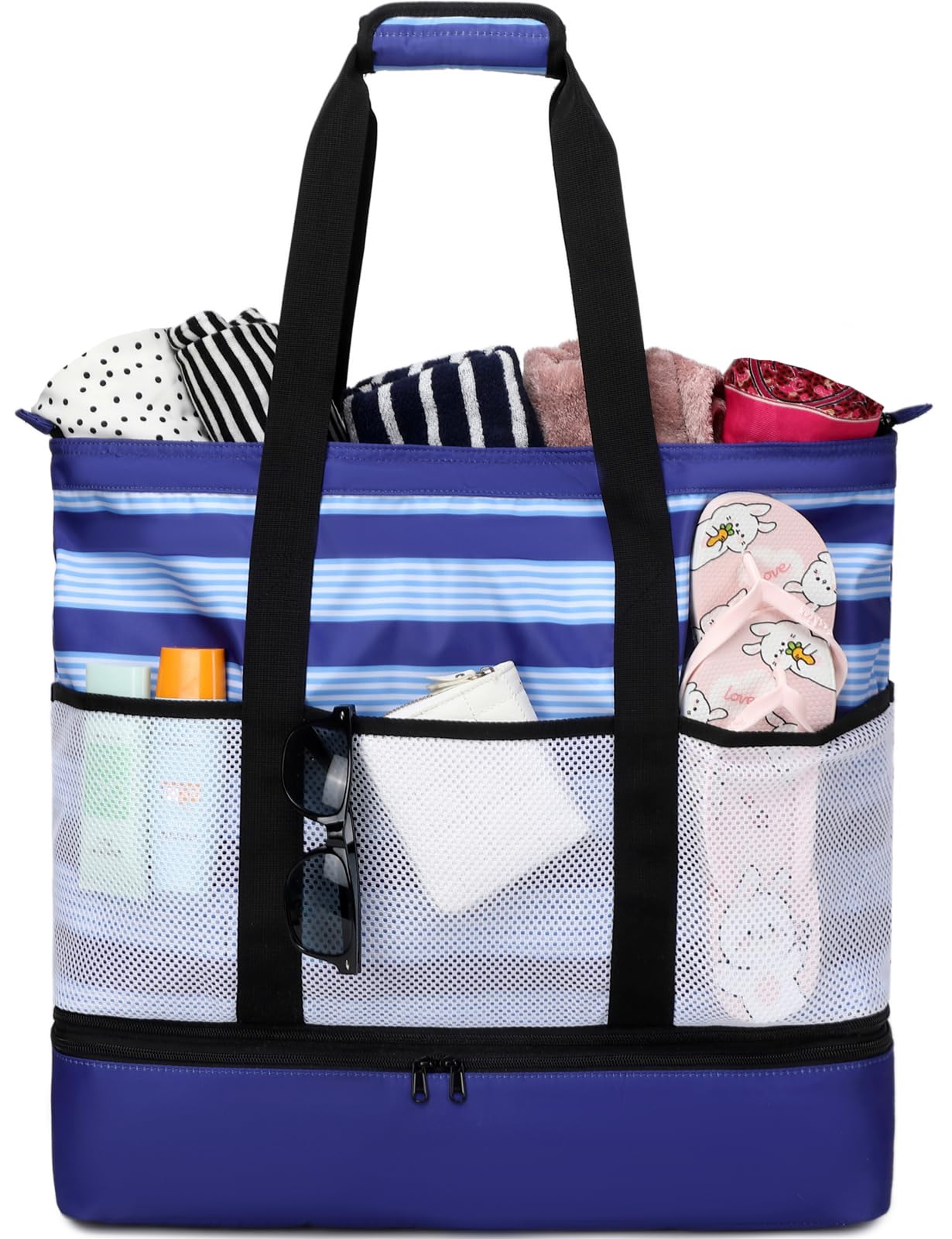 DSIUE Waterproof Beach Bag with Built-in Cooler - Large Sandproof Tote for Women - Perfect for Pool, Gym, Travel & Summer Outings