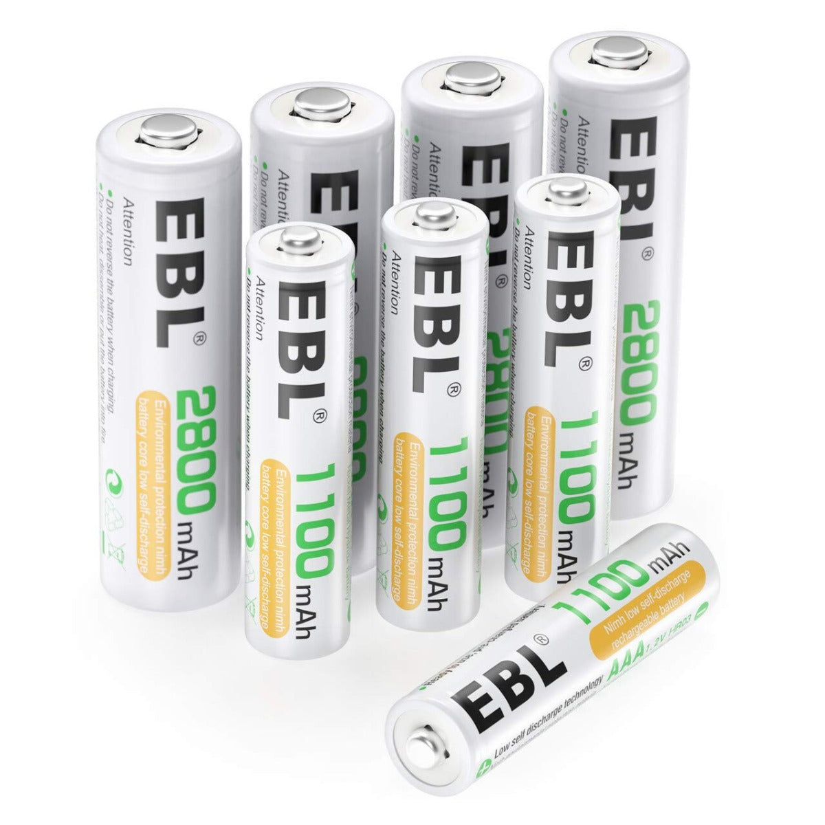 EBL AA AAA Rechargeable Batteries 16-Pack with USB Charger - High Capacity NiMH Batteries for Cameras, Toys, Flashlights & More - Long Lasting Power Solution