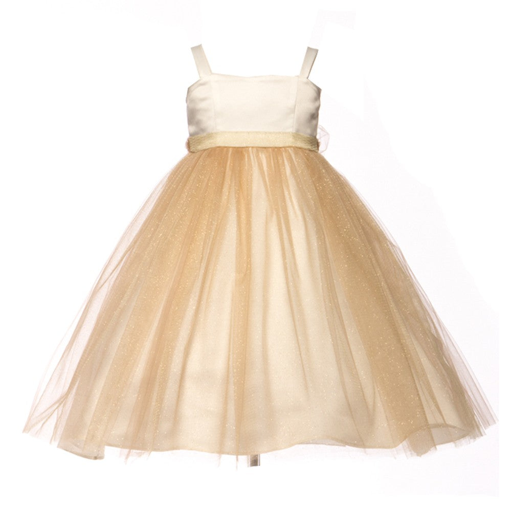 Champagne Satin Mesh Junior Bridesmaid Dress for Big Girls - Size 8-12 | Perfect for Weddings, Prom & Special Occasions