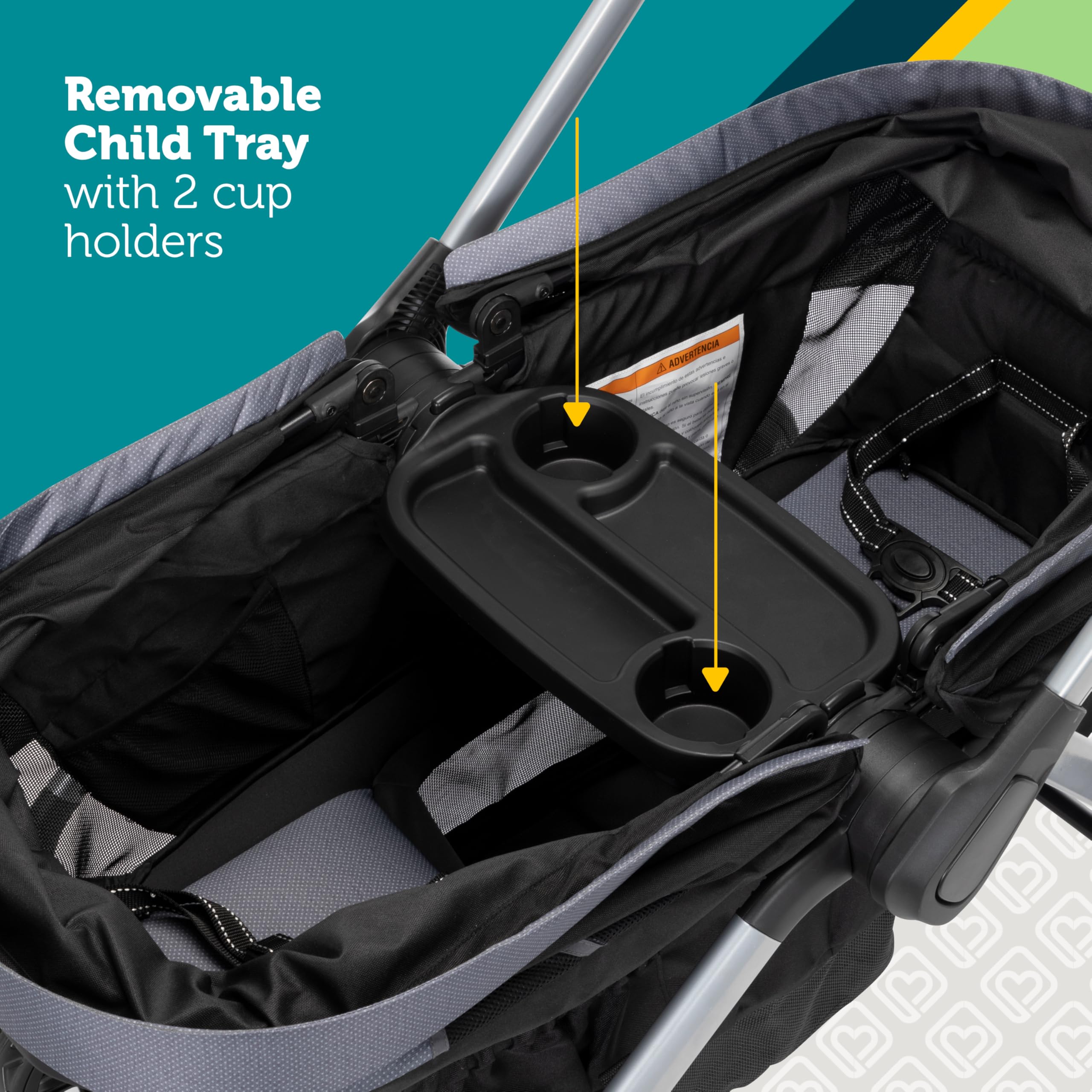 Safety 1st Summit Wagon Stroller for 2 Kids - Double Baby Stroller Wagon with Removable Child Tray, 2 Cup Holders & Wave Runner Wheels | Perfect for Park Outings, Beach Trips & Family Adventures