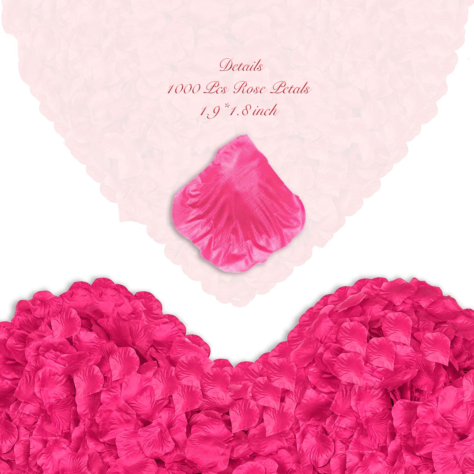 1000Pcs Artificial Silk Rose Petals - Realistic Fake Flower Petals for Wedding Decor, Romantic Proposal, Anniversary Party & Home Decoration (Rose Red) | Perfect for Table Scatter, Aisle Walkways & Photo Backdrops