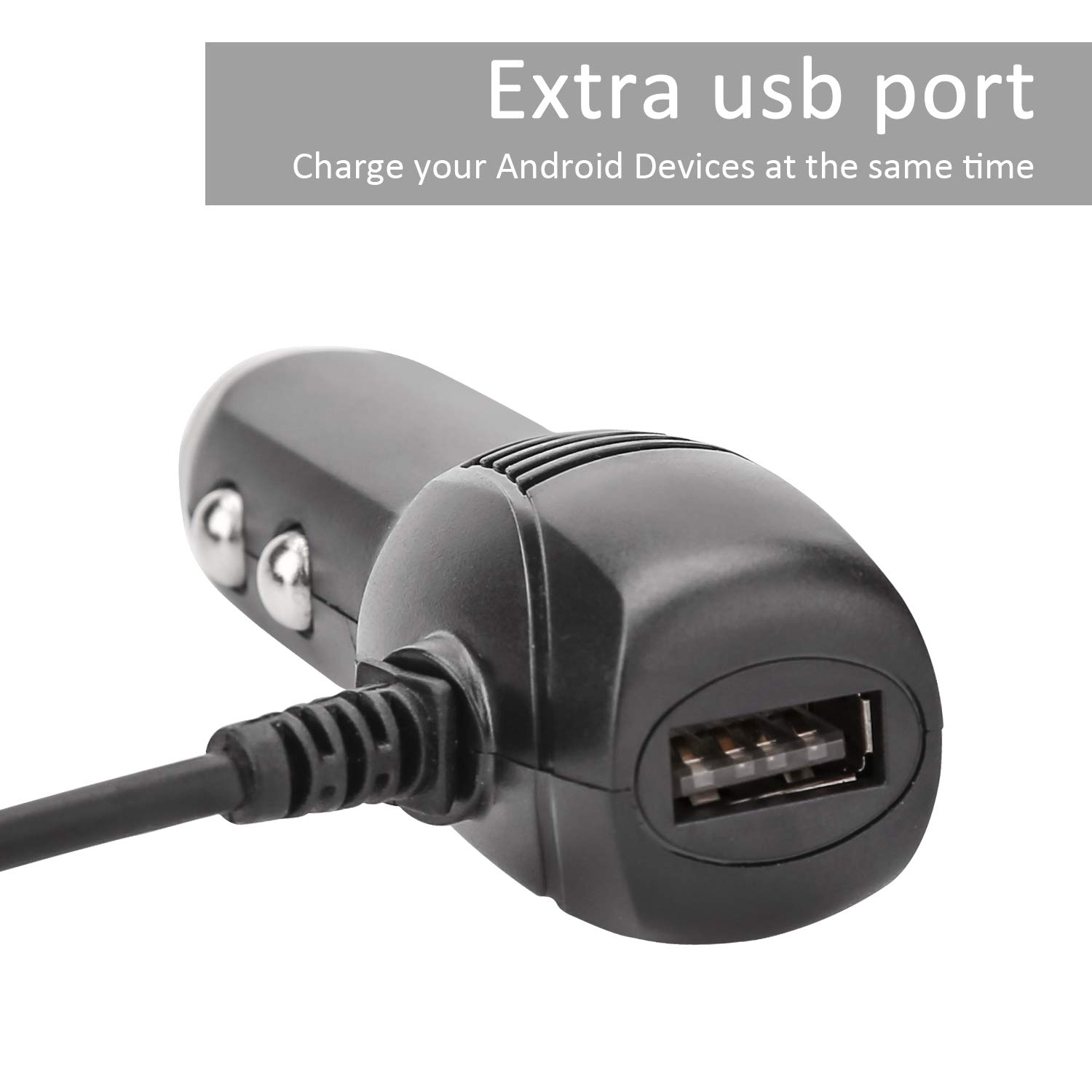 Dash Cam Charger Micro USB - 11.5FT Car Charger with USB Port for YI, Roav & Most Dash Cams, GPS, Android Devices | Perfect for Road Trips & Daily Commutes