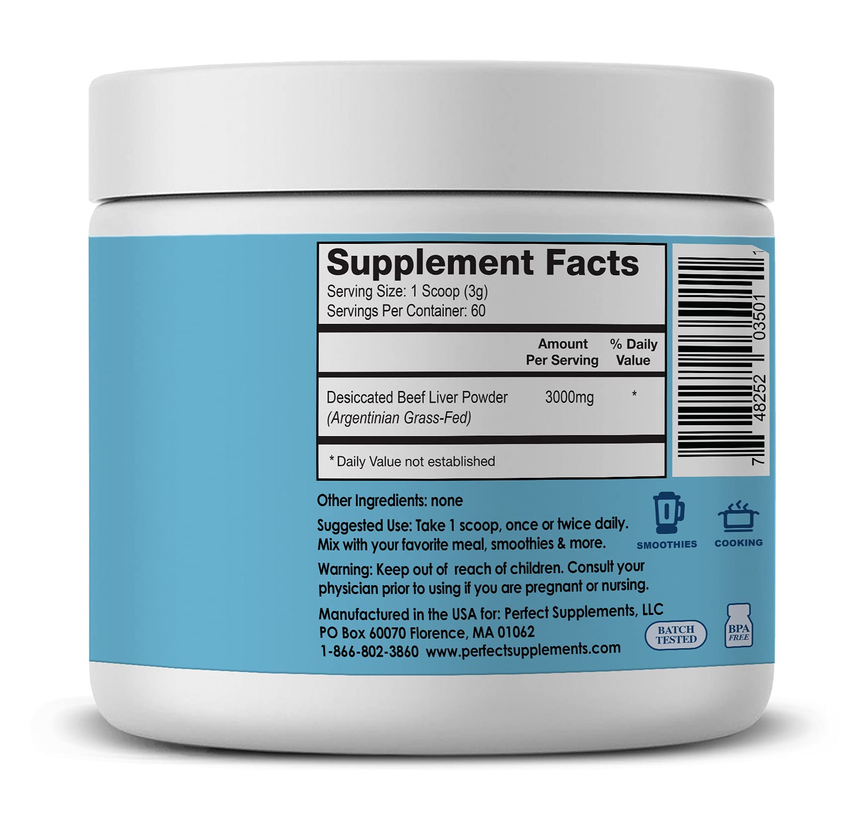 Perfect Desiccated Beef Liver Powder - 180g Undefatted, Grass-Fed, Natural Protein Source Rich in Iron, Vitamin A & B12 - Supports Energy, Immunity & Muscle Recovery - Ideal for Keto, Paleo & Fitness Enthusiasts