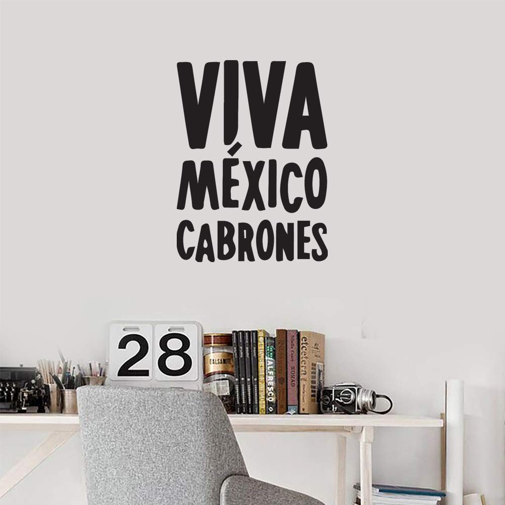 Viva Mexico Cabrones (Black) - Set of 2 Premium Waterproof Vinyl Decal Stickers for Laptop, Phone, Helmet, Car Window, Bumper, Mug, Cup, Door & Wall Decor - Perfect for Mexican Pride, Gifts & Personalization
